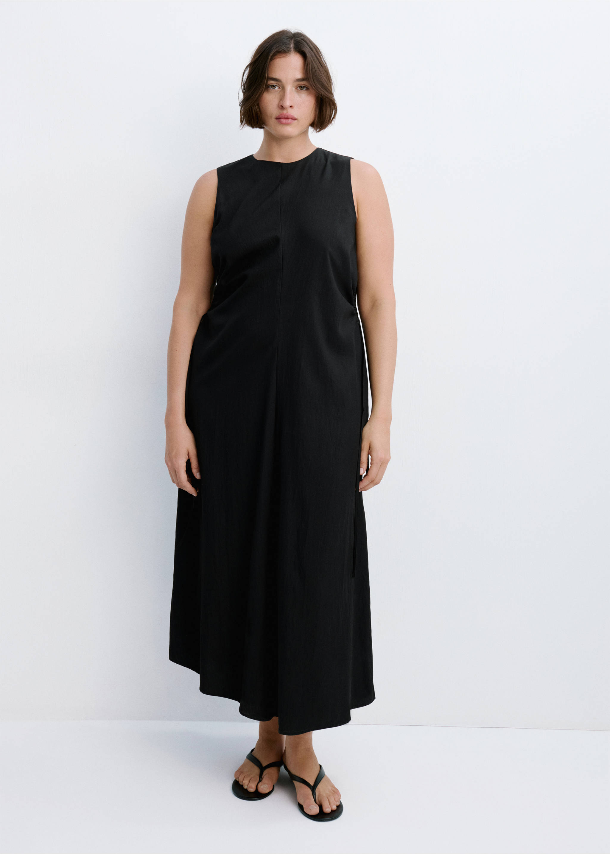 Cut-out dress with ties - Details of the article 3, Black. Ref: 27029080-00.