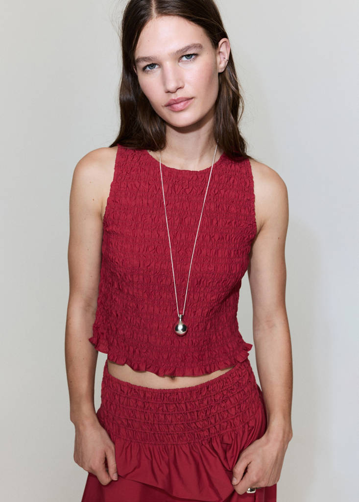 Honeycomb Lyocell Top — Red