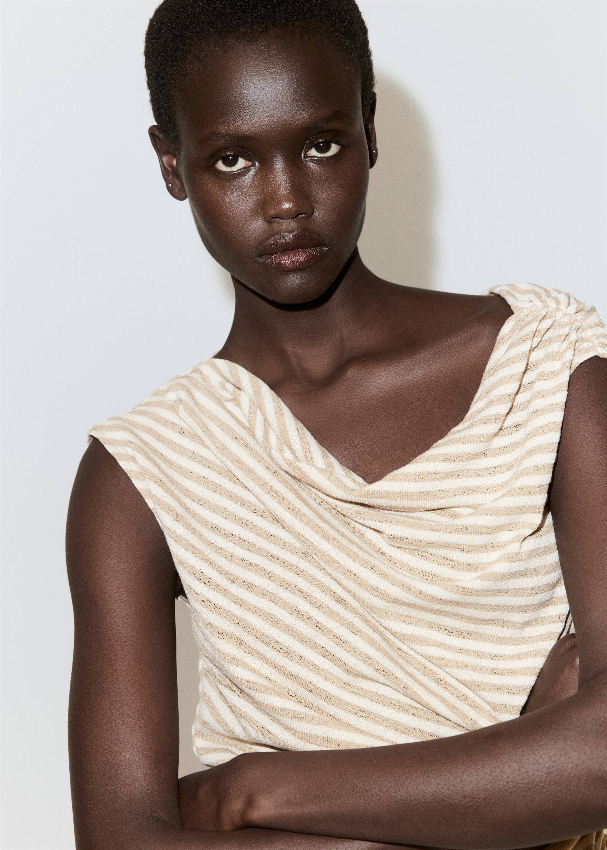 Camiseta rayas drapeada - Detalle del artículo 1