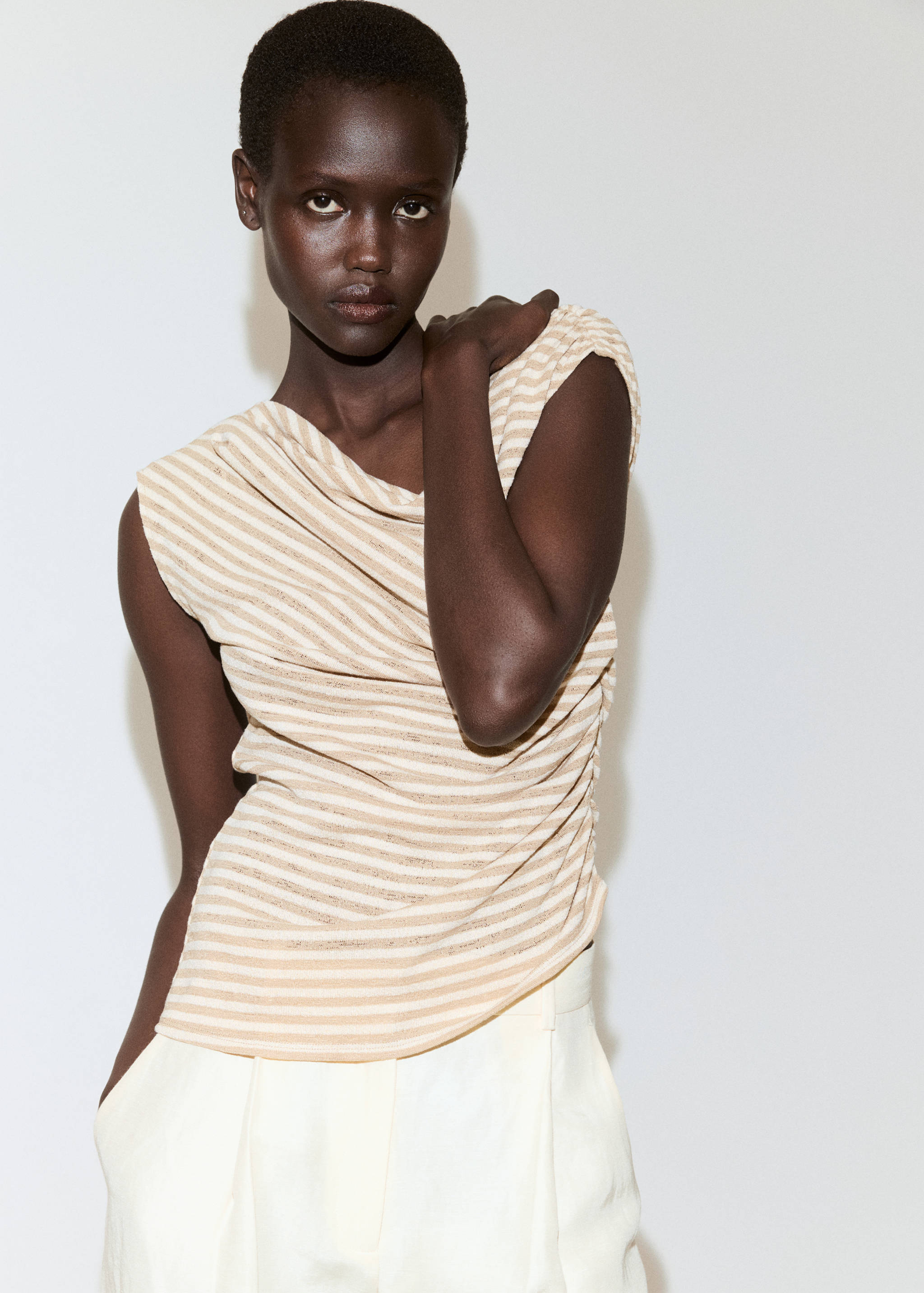 Camiseta rayas drapeada - Detalle del artículo 6