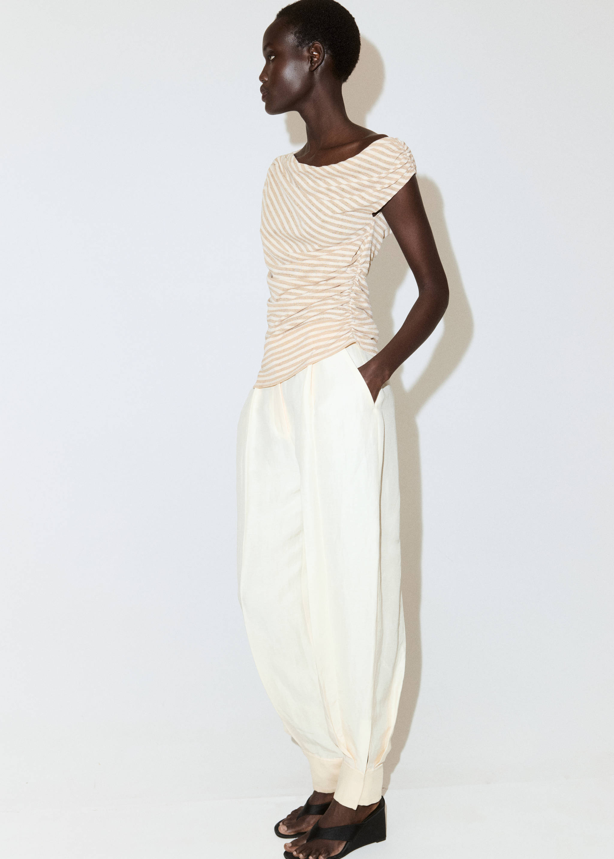 Camiseta rayas drapeada - Detalle del artículo 2