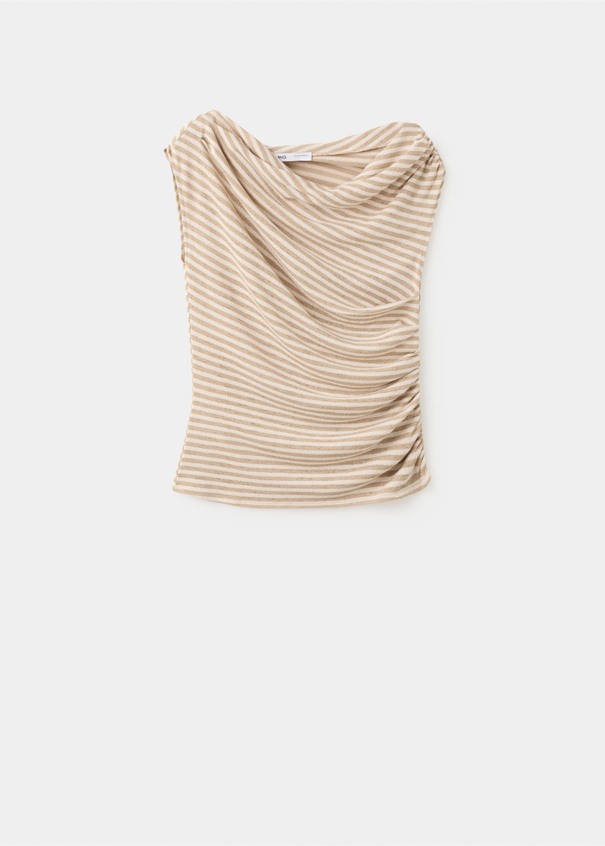 Draped striped T-shirt - Article without model, Ecru. Ref: 27029084-00.
