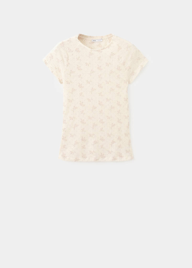 T-shirt with raised embroidered details — Ecru