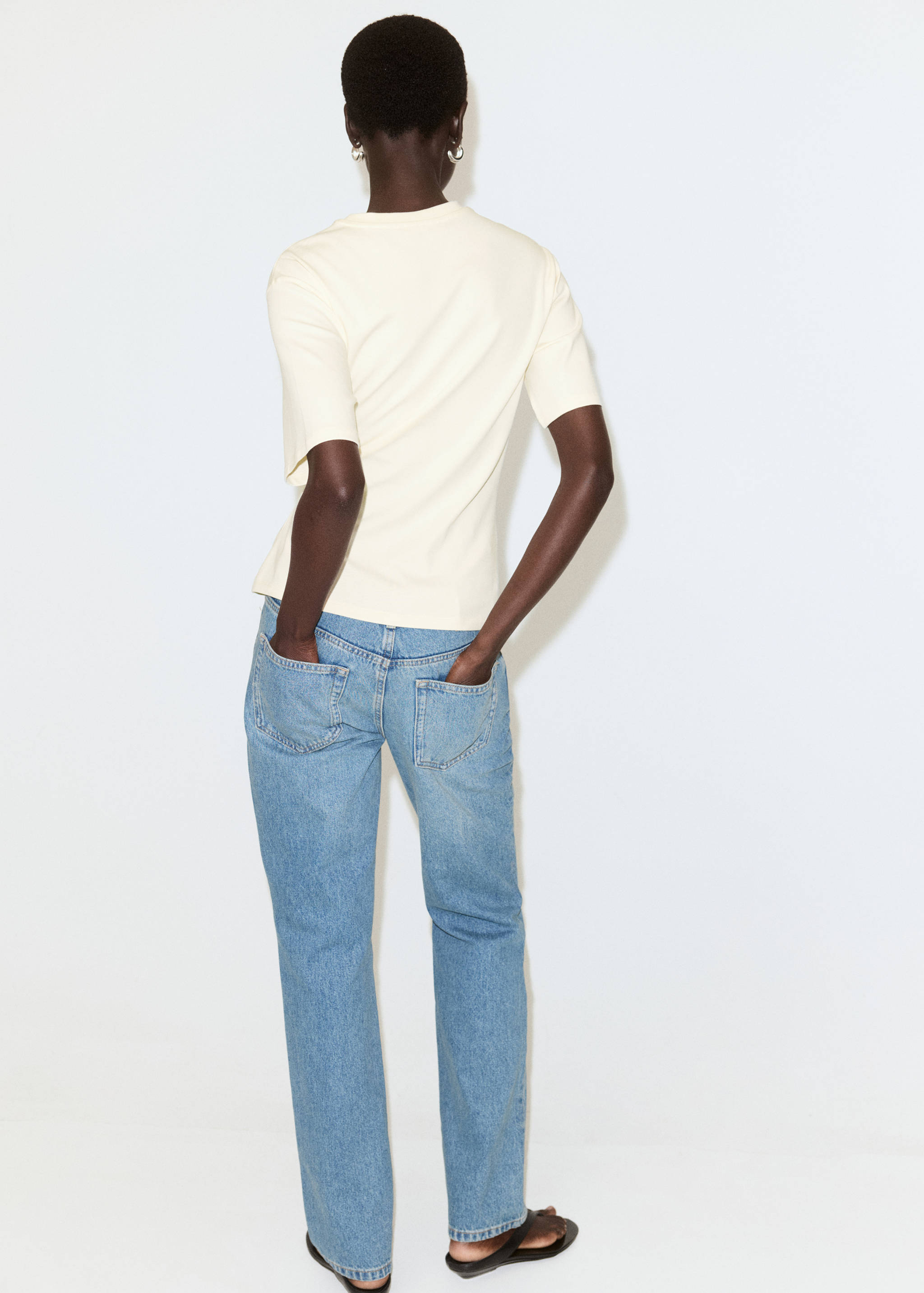 Cotton T-shirt with side bow - Reverse of the article