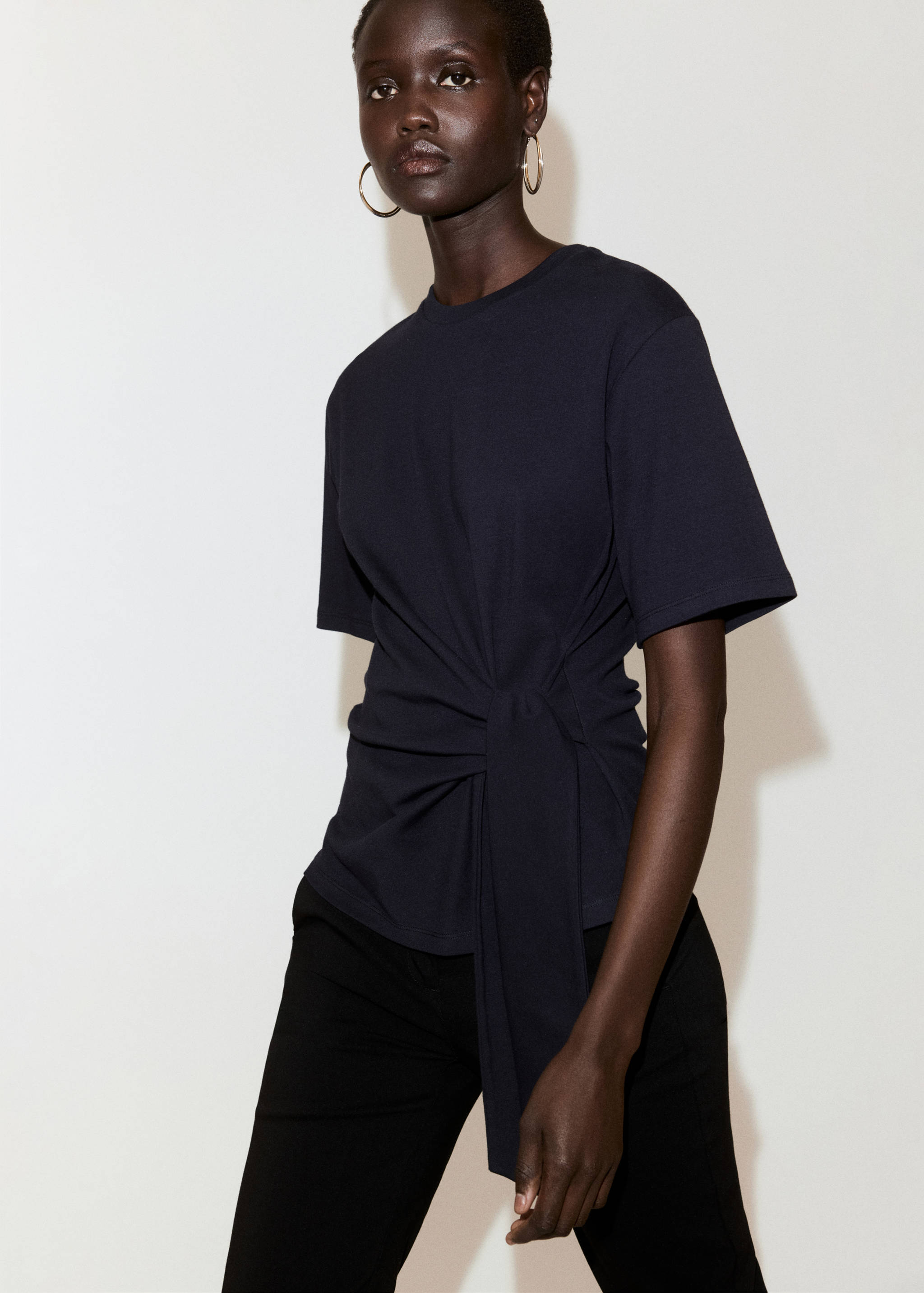 Cotton T-shirt with side bow - Medium plane