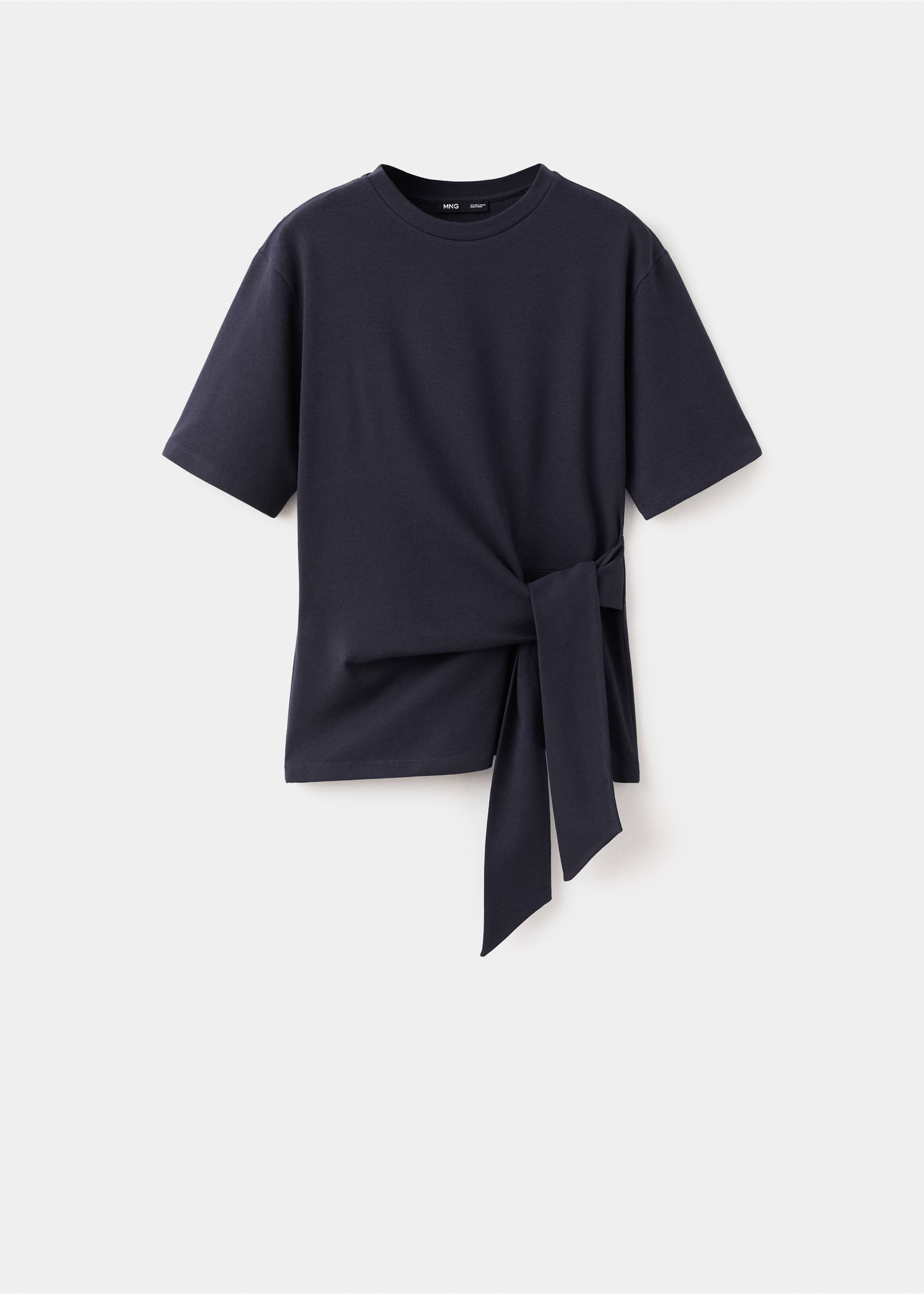 Cotton T-shirt with side bow - Article without model, Navy. Ref: 27029086-00.