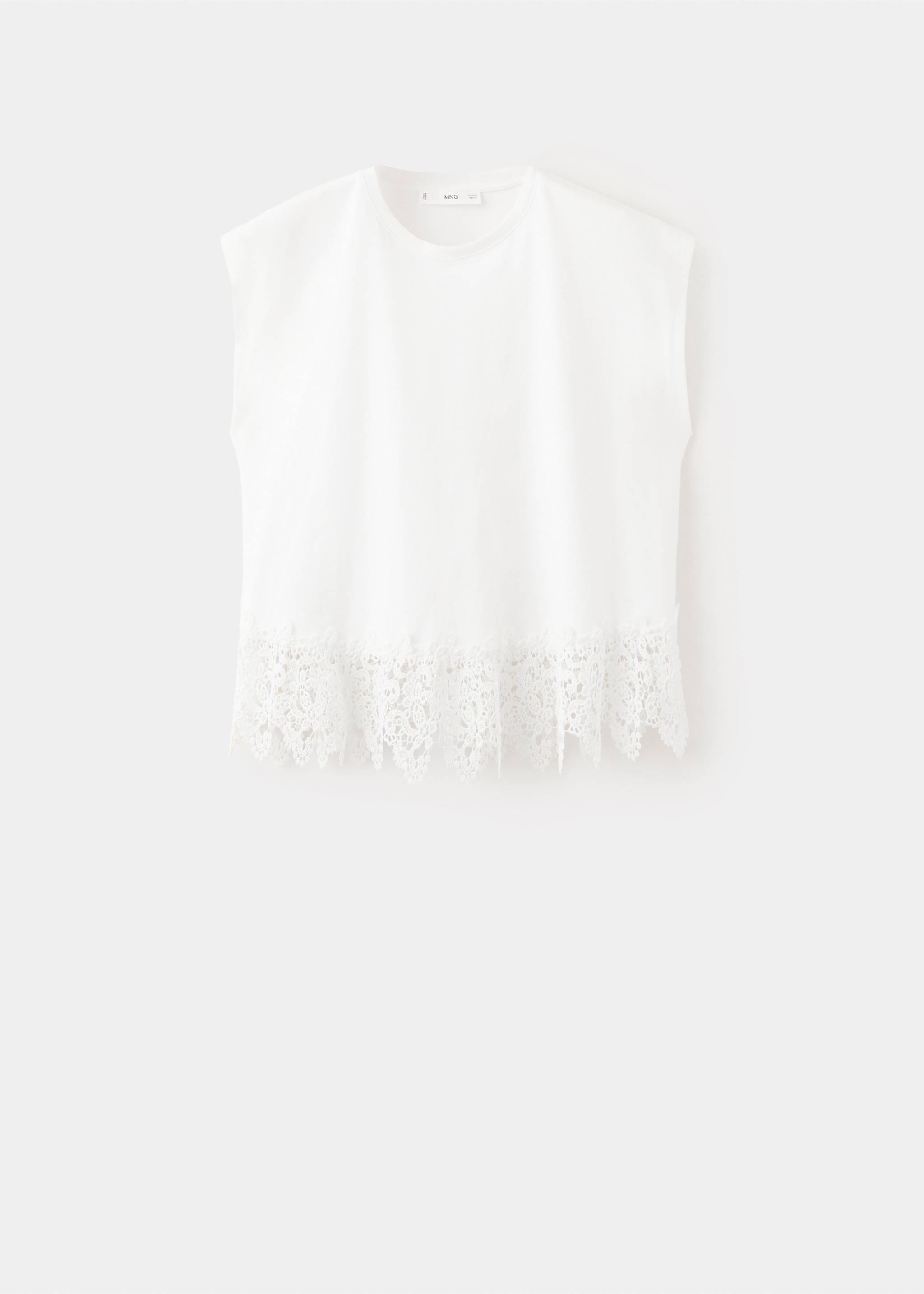 T-shirt en coton avec broderies ajourées - Article sans modèle, Blanc. Ref: 27029087-00.