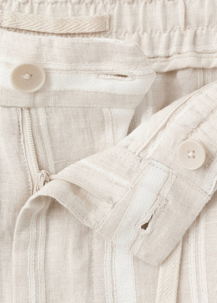 Striped linen-blend Bermuda shorts — Ecru