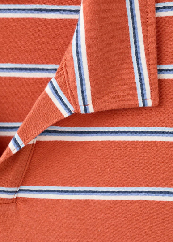 Regular-fit striped piqué cotton polo shirt — Salmon