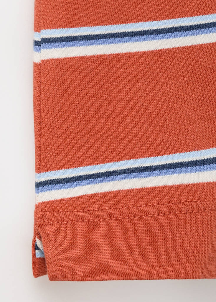 Regular-fit striped piqué cotton polo shirt — Salmon
