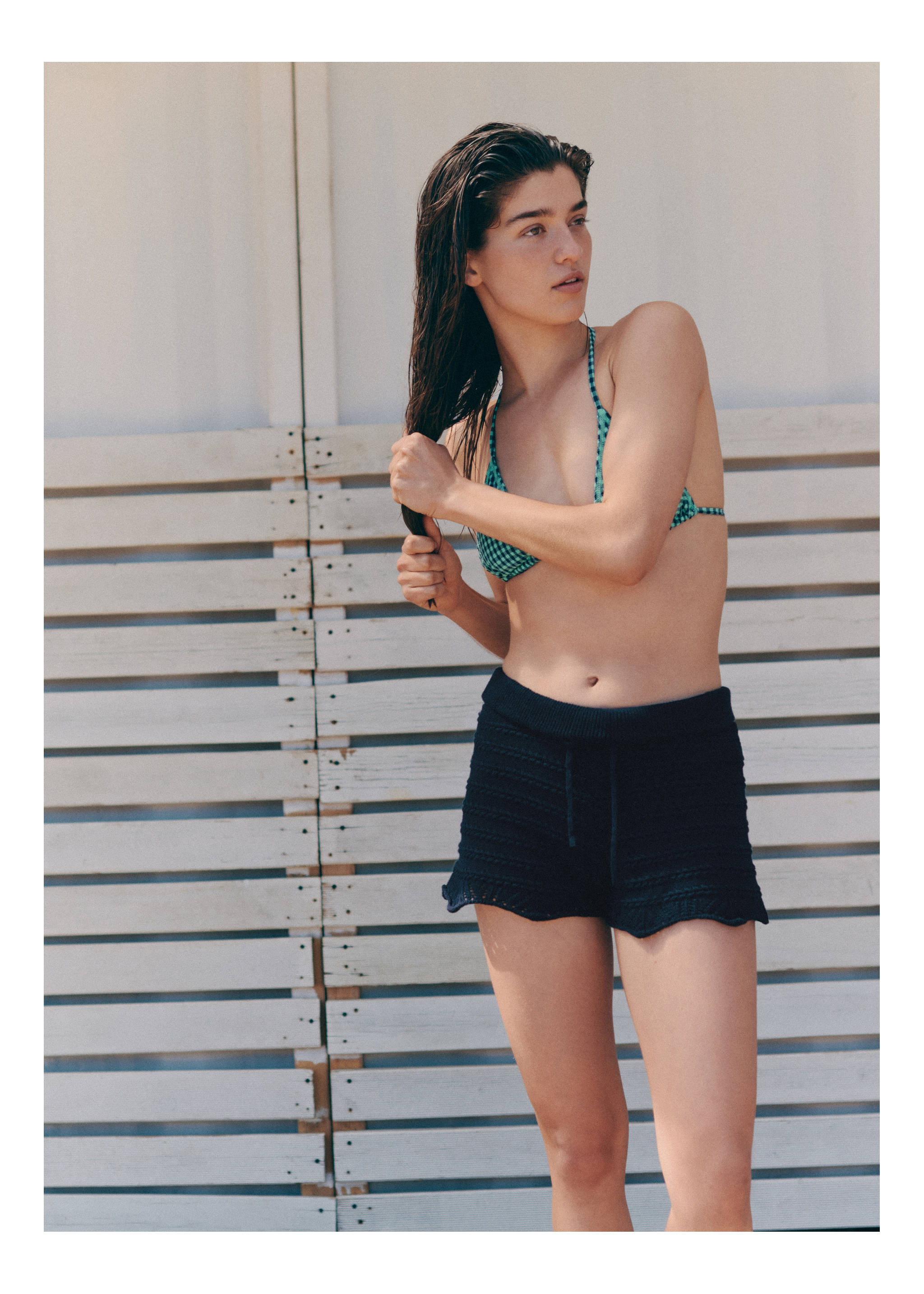 Ruffle knit shorts - Medium plane, Navy. Ref: 27029210-01.