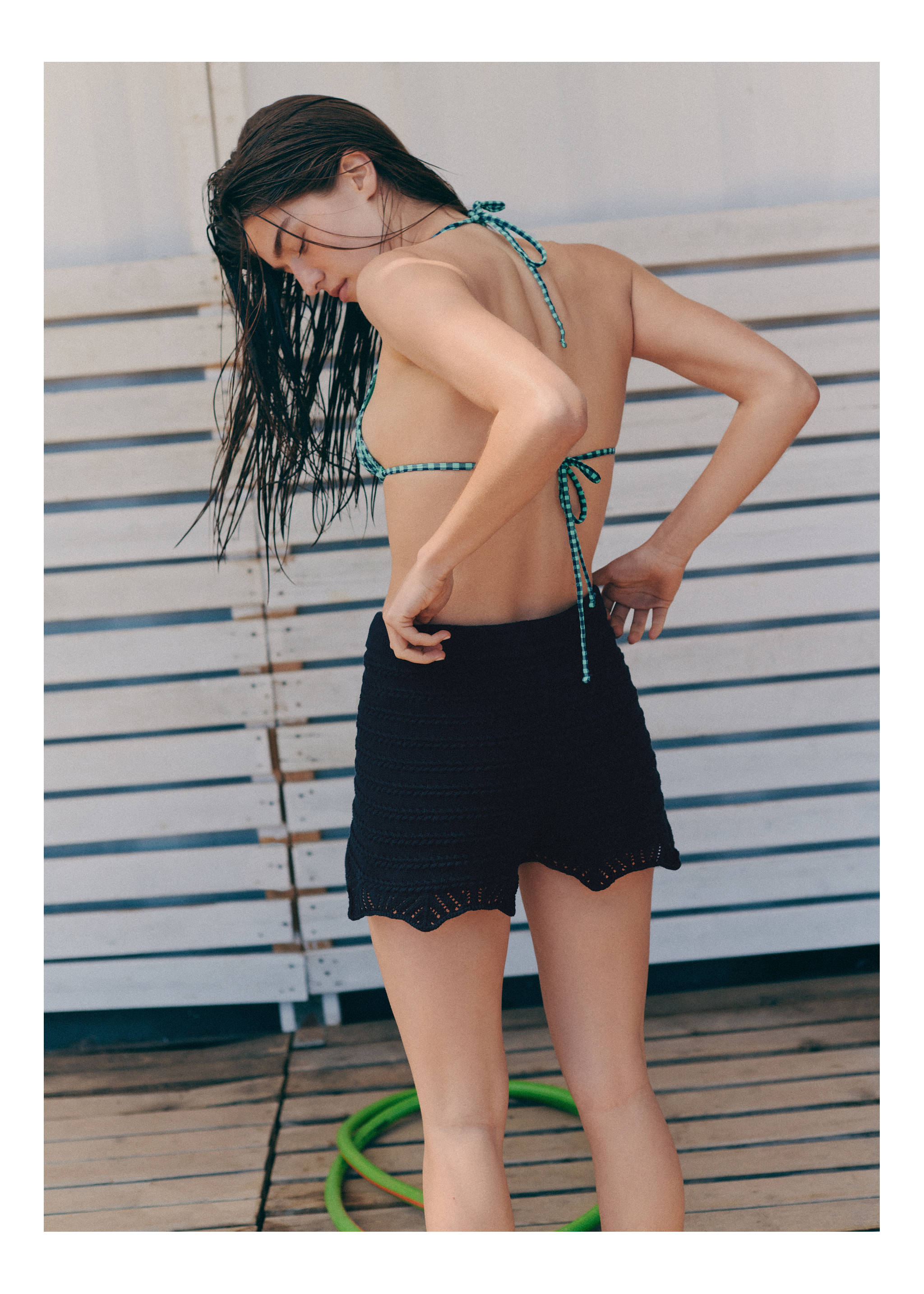 Ruffle knit shorts - Reverse of the article, Navy. Ref: 27029210-01.