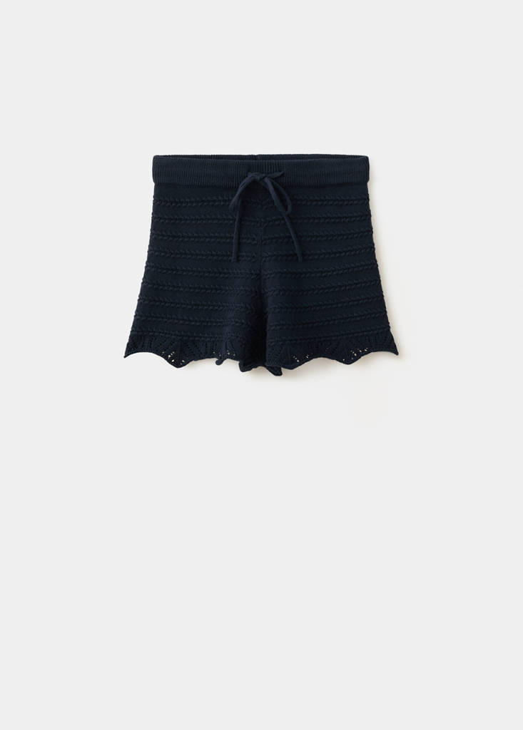 Ruffle knit shorts — Navy