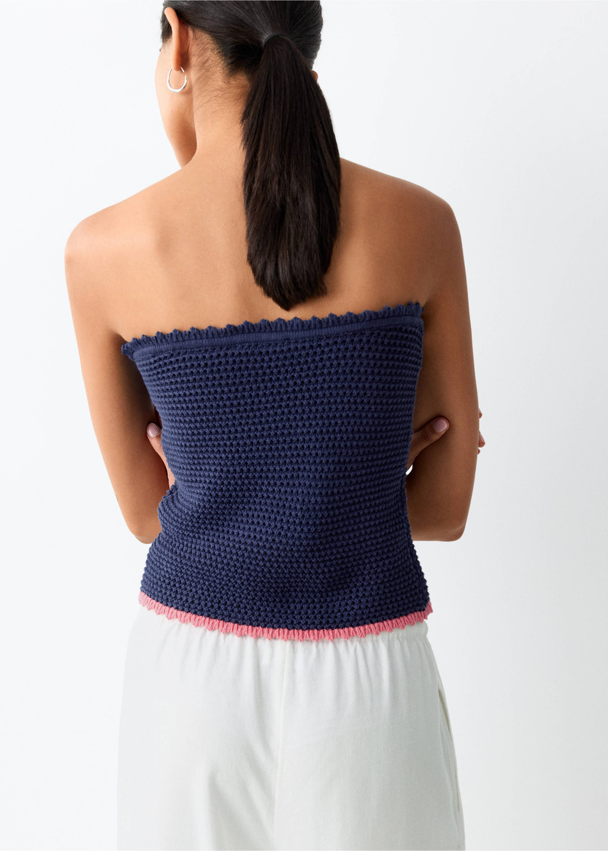 Strapless crochet top - Reverse of the article, Pink. Ref: 27029212-00.