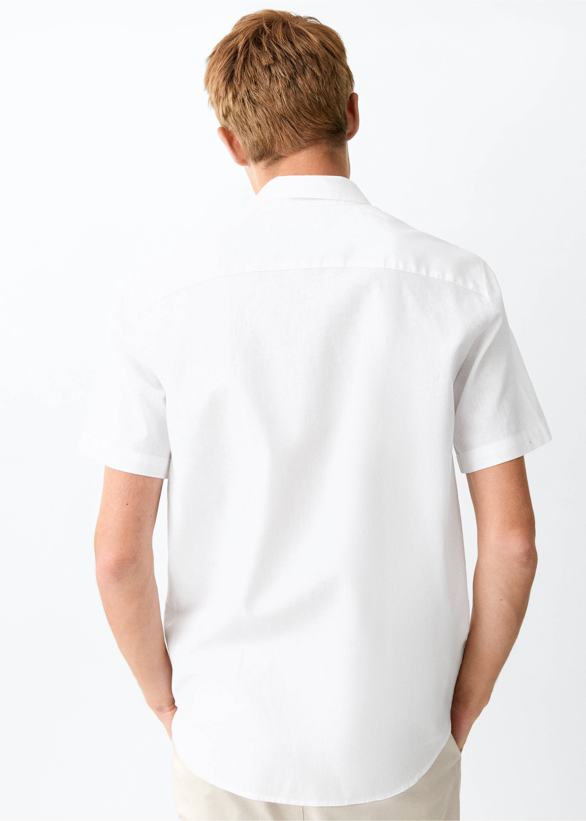 Cotton linen-blend shirt - Reverse of the article, Off White. Ref: 27029216-00.
