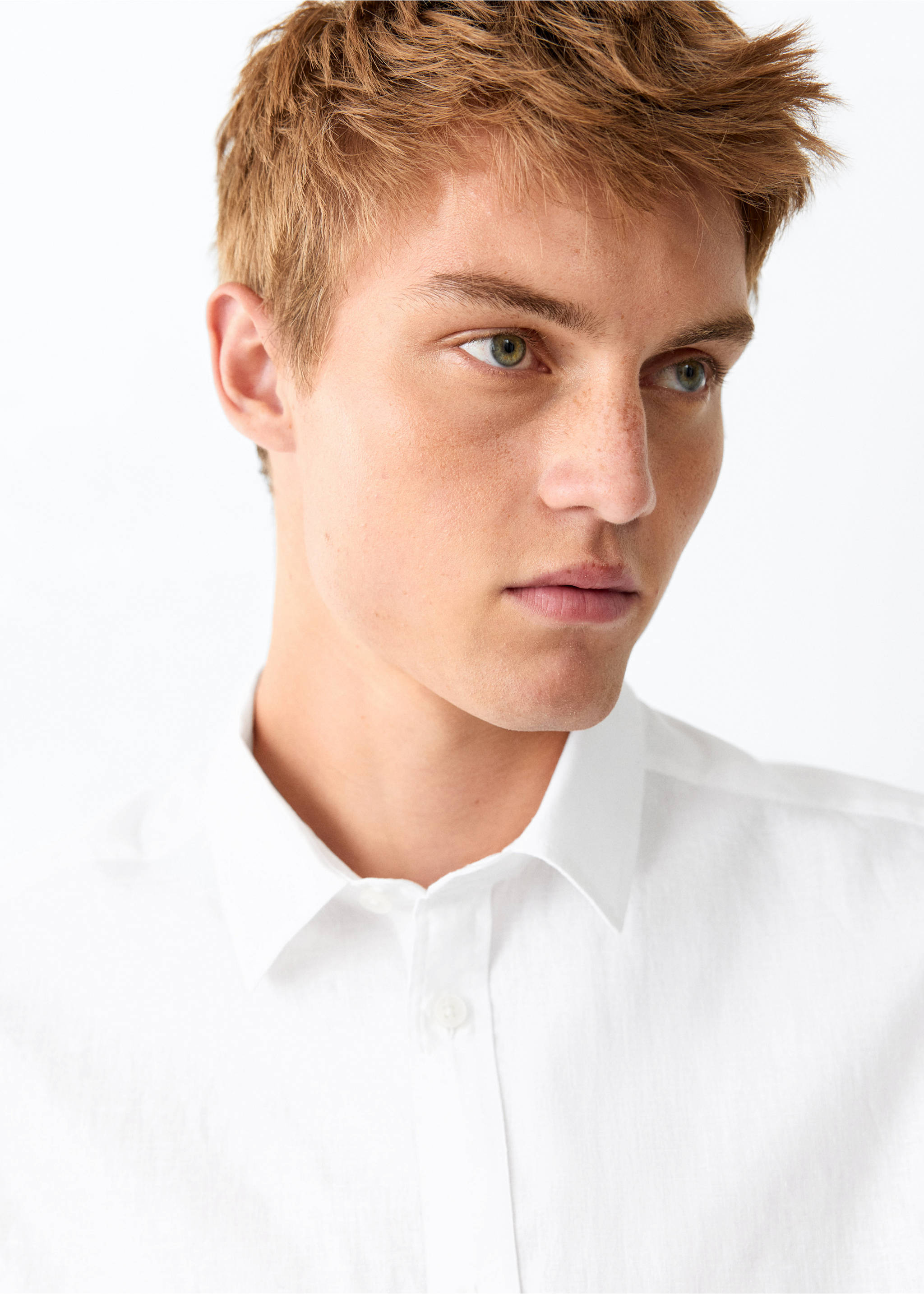 Cotton linen-blend shirt - Details of the article 1, Off White. Ref: 27029216-00.