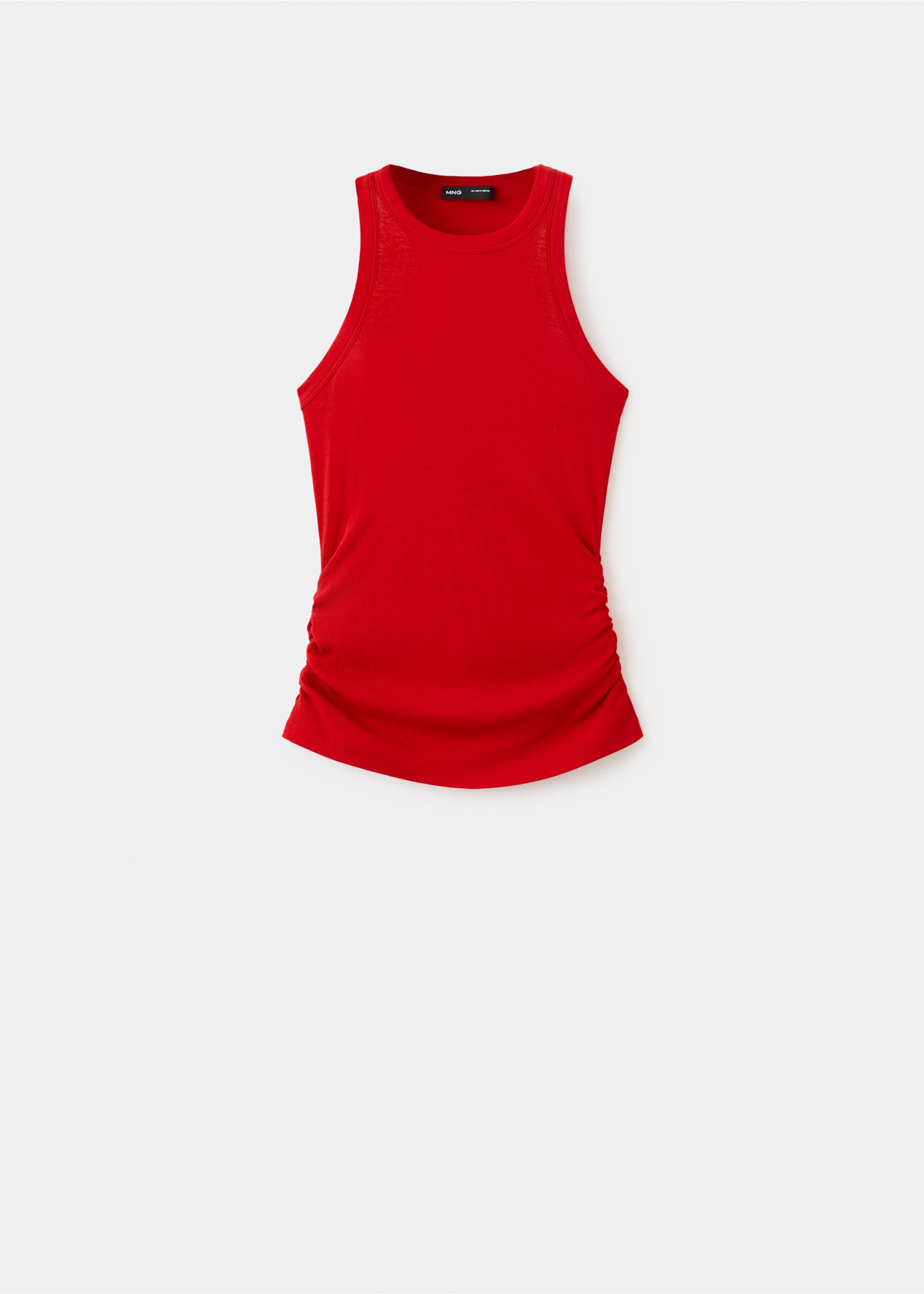 Cotton top with ruched detail - Article without model, Red. Ref: 27029219-00.