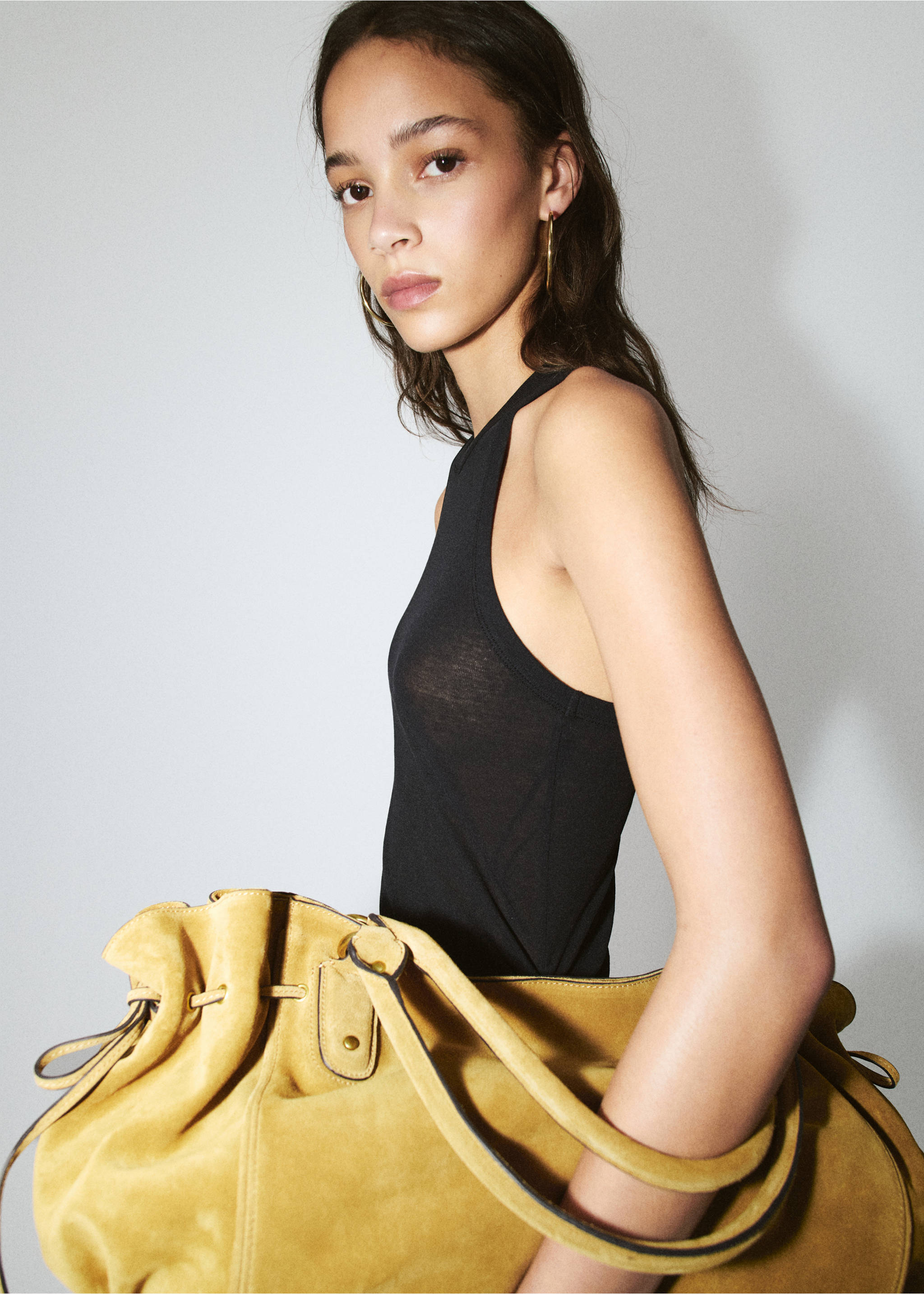 توب قطن بتفاصيل مجعدة - تفاصيل المنتج 1, أسود. Ref: 27029219-00.