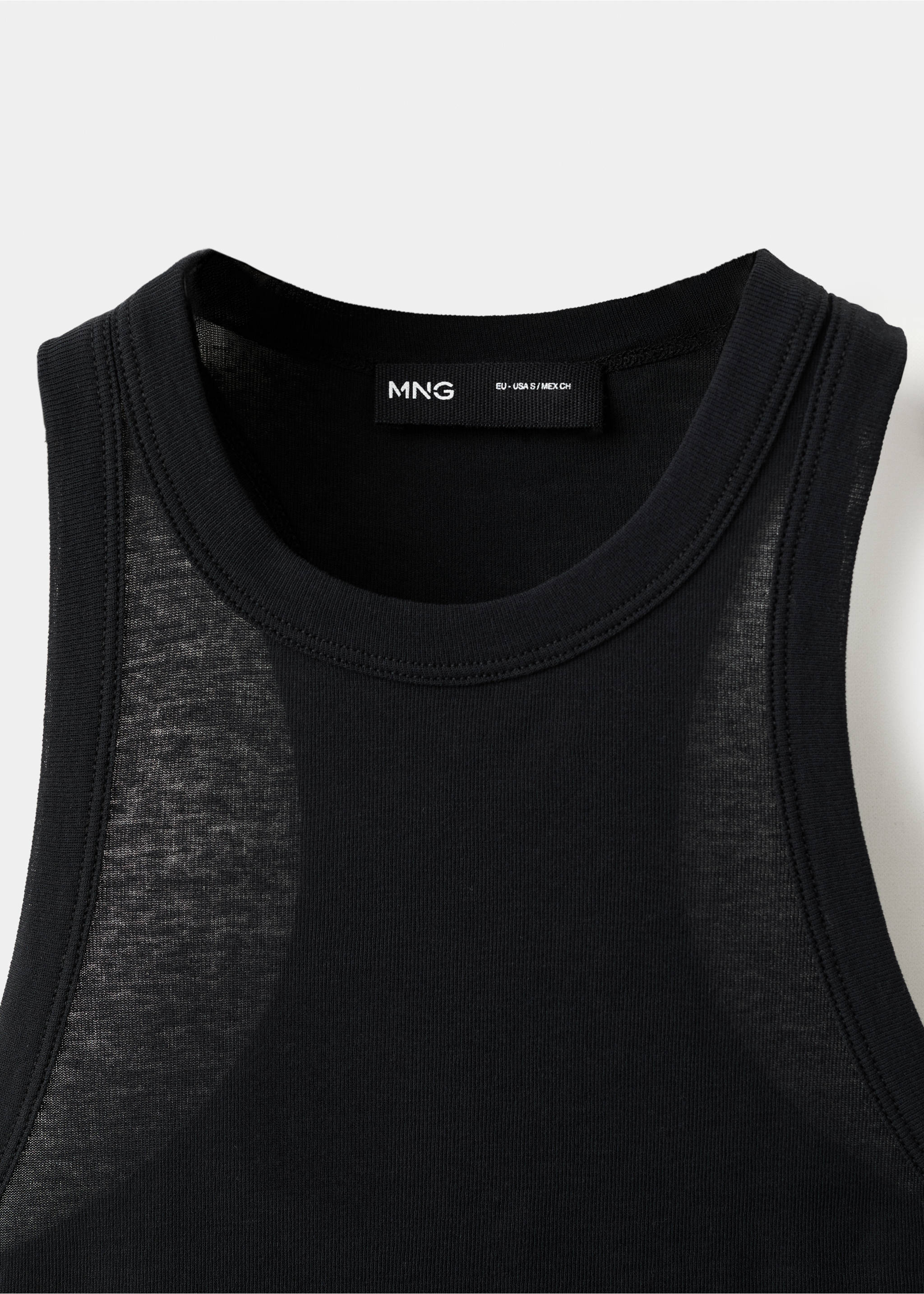 توب قطن بتفاصيل مجعدة - تفاصيل المنتج 8, أسود. Ref: 27029219-00.