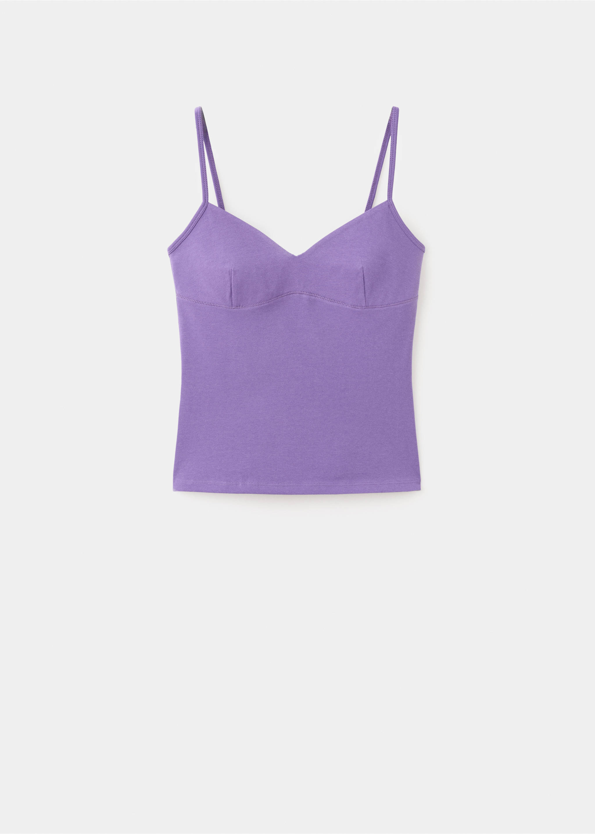 Top algodón tirantes cuello pico - Artículo sin modelo, Morado. Ref: 27029220-00.