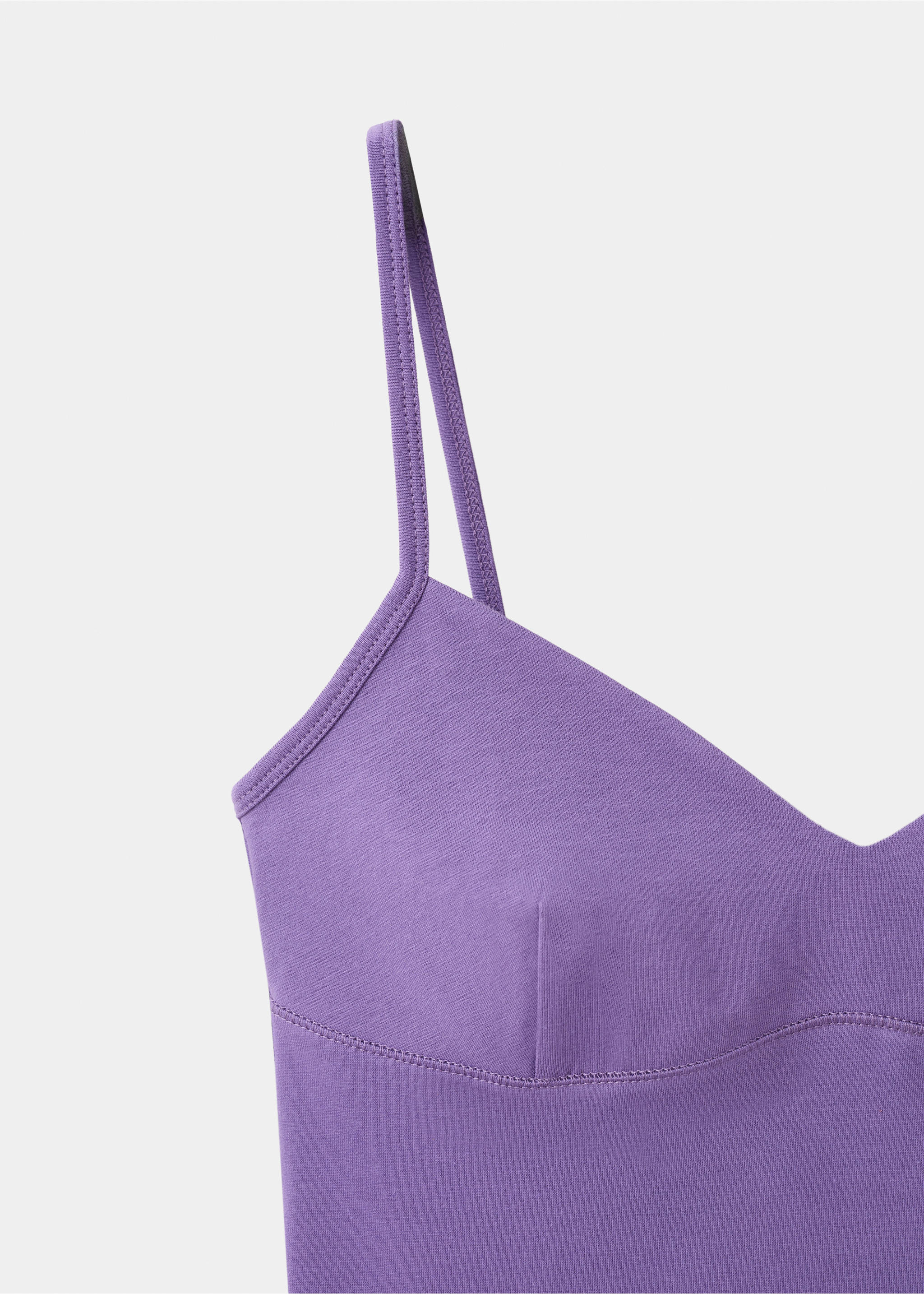 Top algodón tirantes cuello pico - Detalle del artículo 8, Morado. Ref: 27029220-00.