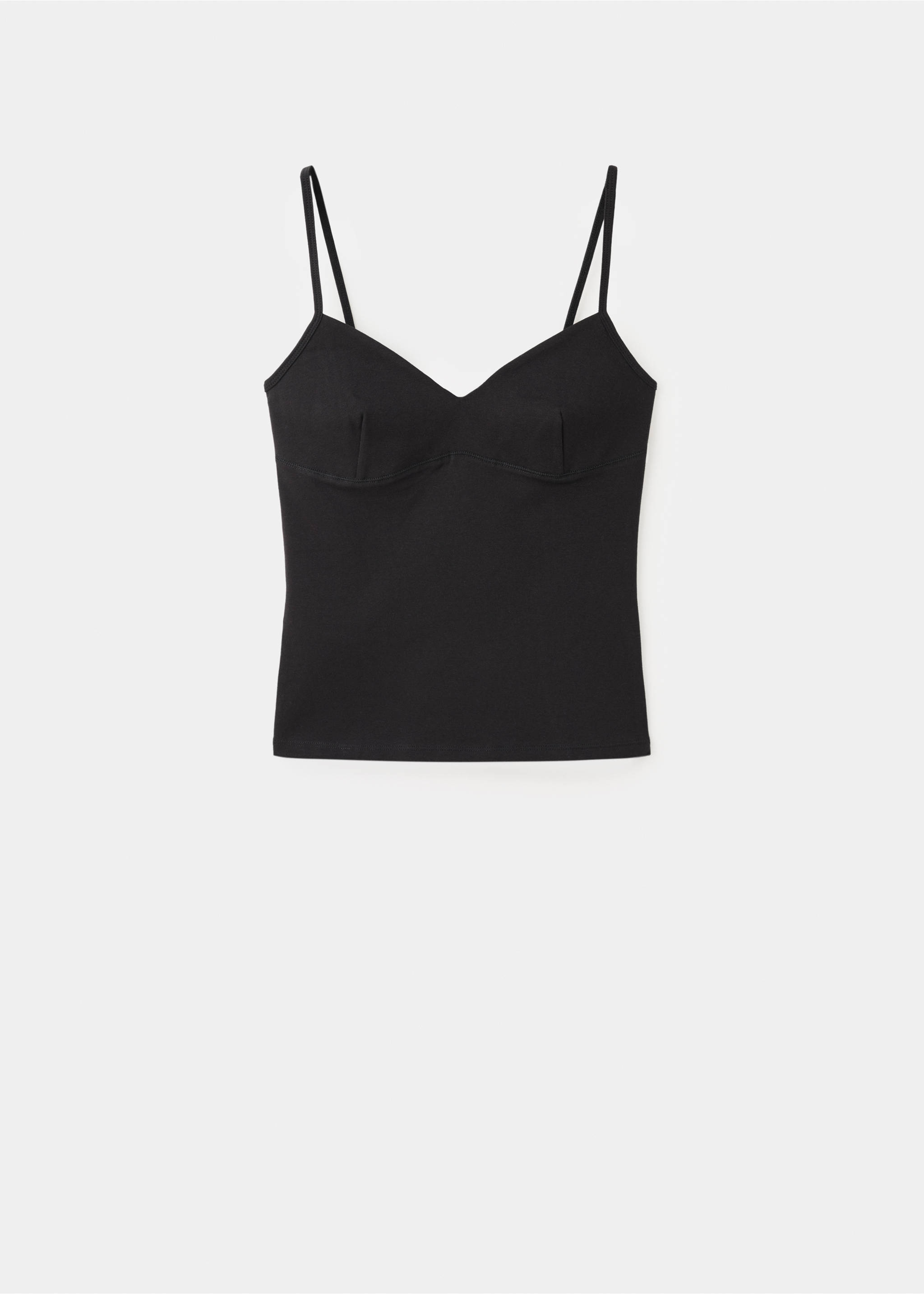 Top algodón tirantes cuello pico - Artículo sin modelo, Negro. Ref: 27029220-00.