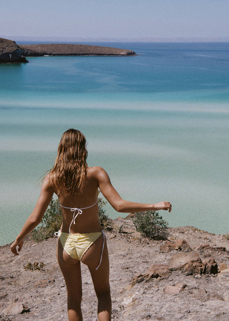 Gingham check bikini top — Yellow