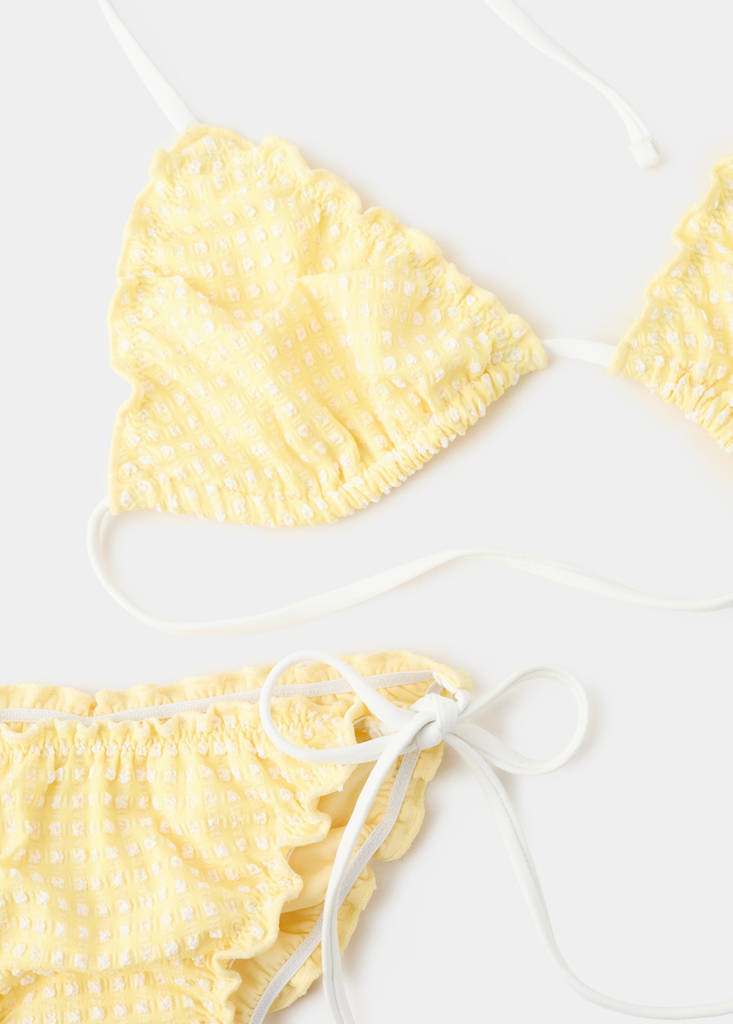 Gingham check bikini top — Yellow