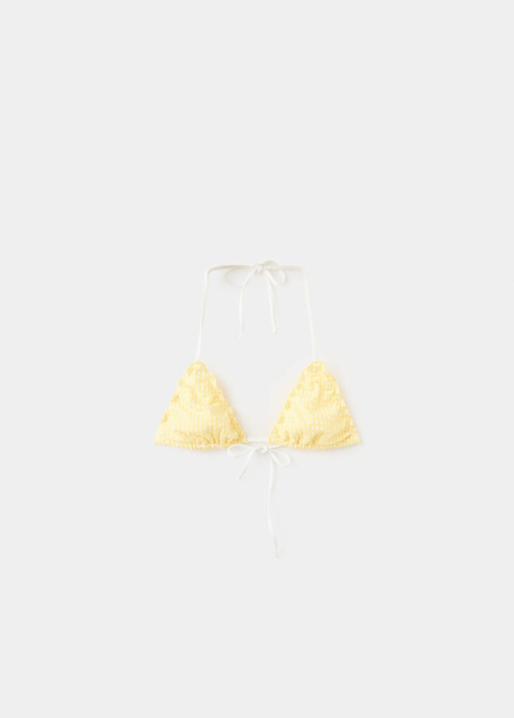 Gingham check bikini top — Yellow