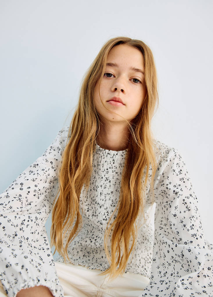 Floral cotton blouse — White