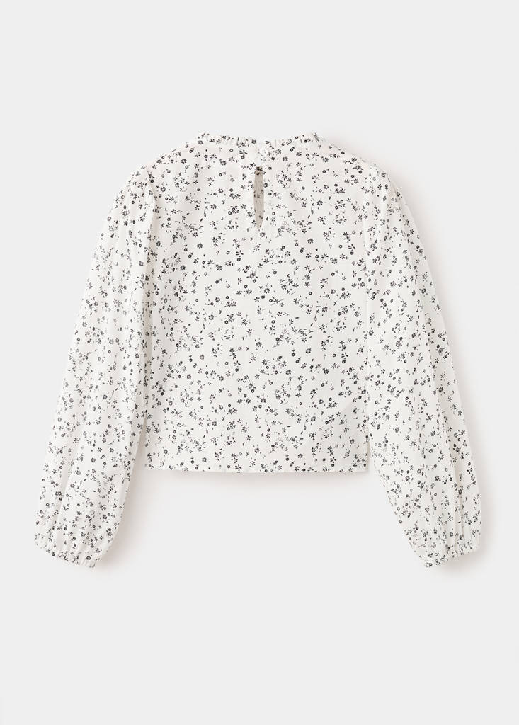 Floral cotton blouse — White