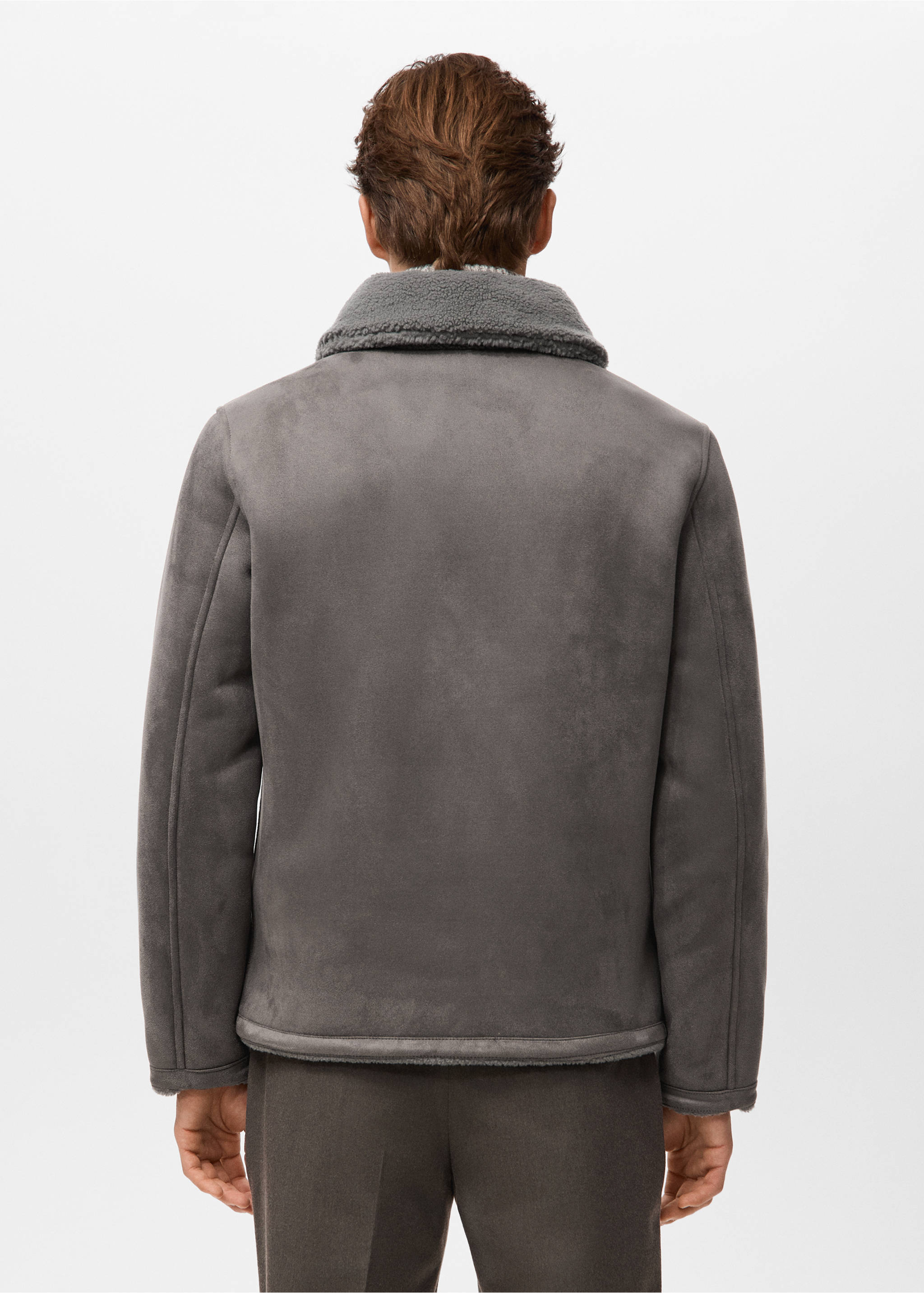 Double face jacket with fleece lining - Reverse of the article, Medium Heather Grey. Ref: 27031176-00.