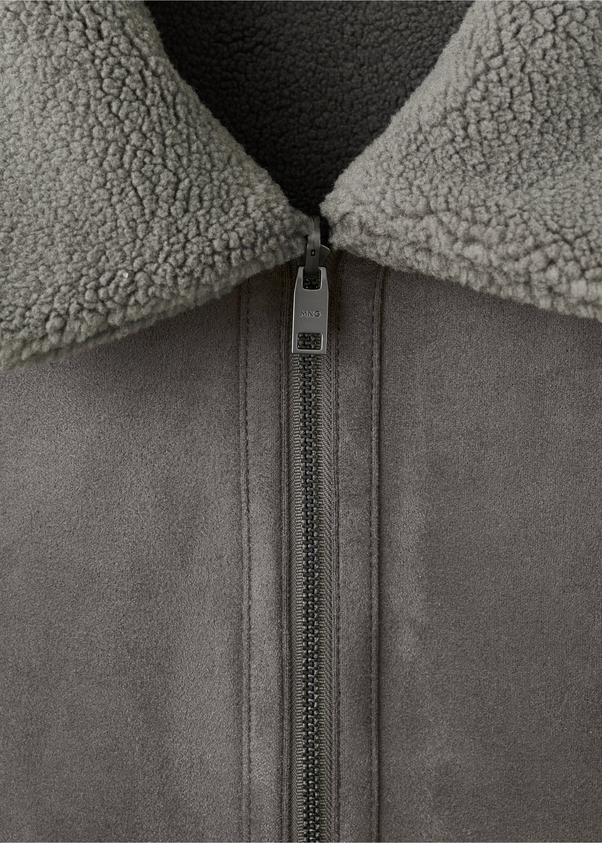 Double face jacket with fleece lining - Details of the article 8, Medium Heather Grey. Ref: 27031176-00.
