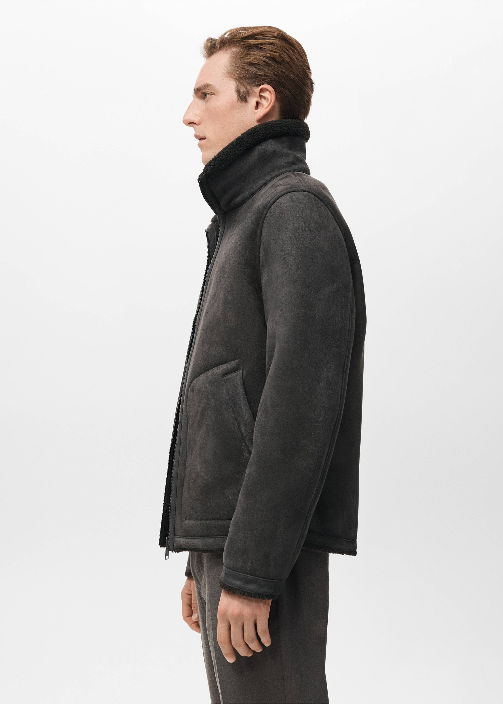 Искусственная куртка-дубленка - Деталь изделия 2, Коричневый. Ref: 27031177-01.