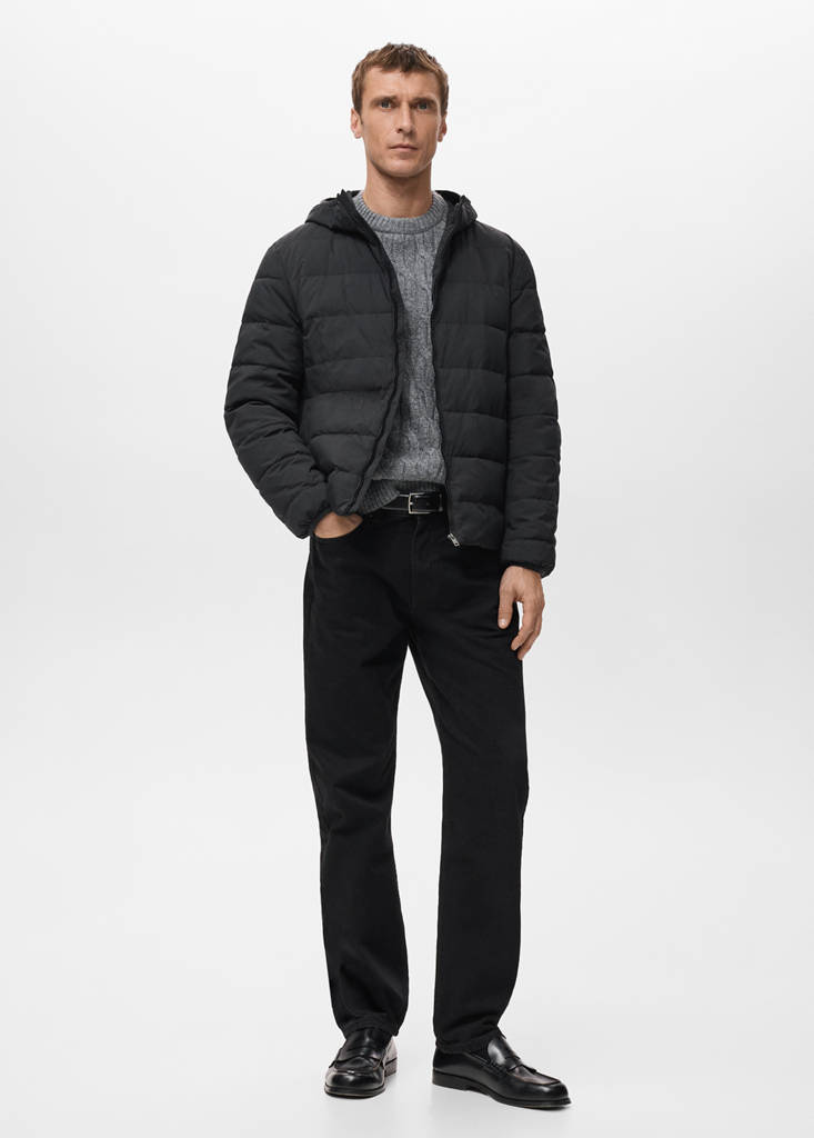 Quilted jacket with down and feather filling — Black
