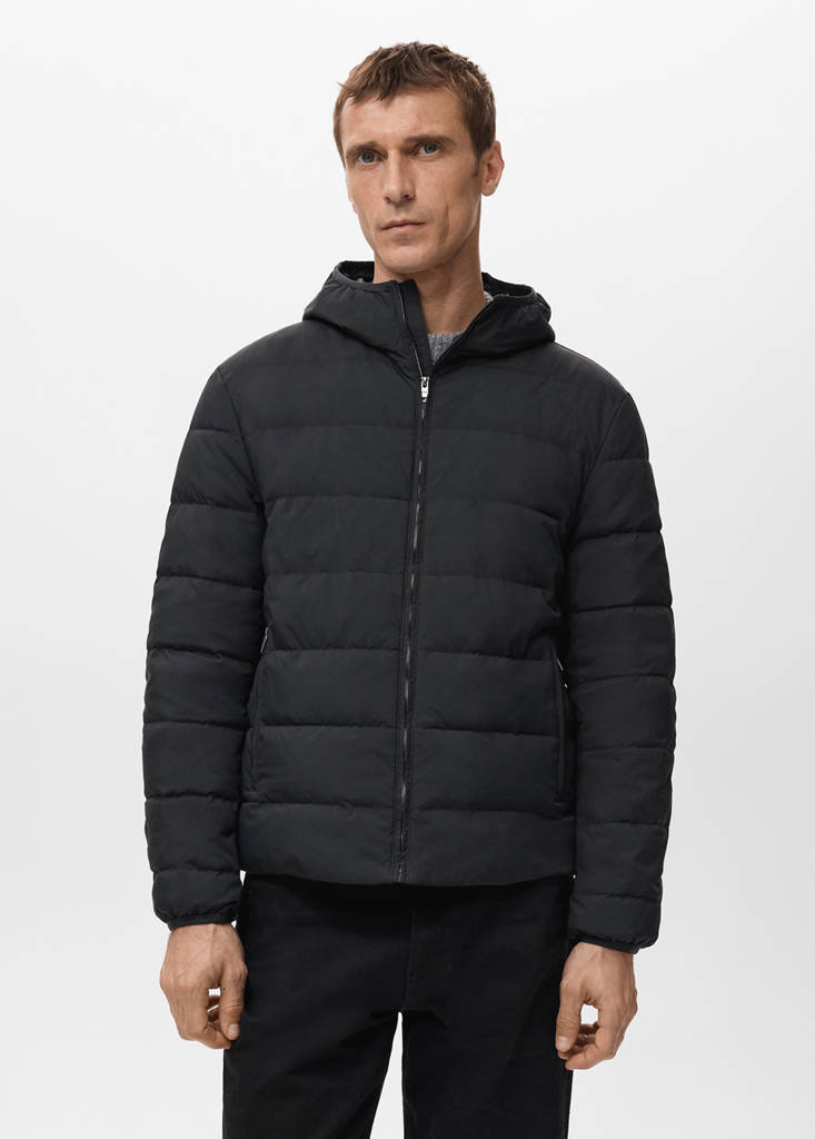 Quilted jacket with down and feather filling — Black