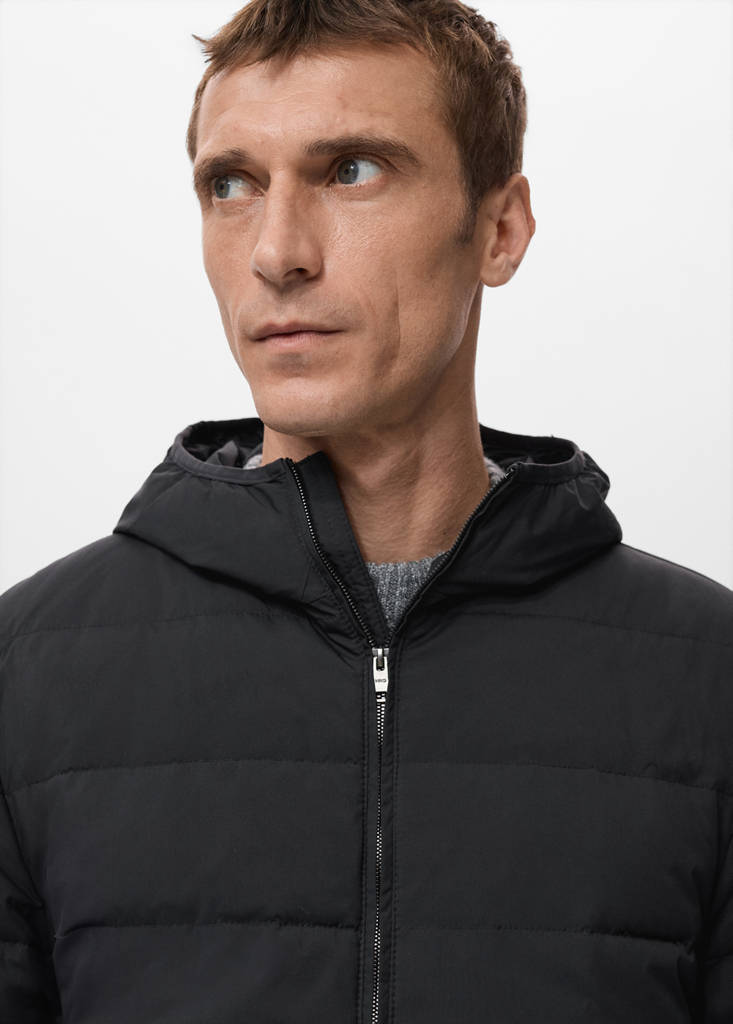 Quilted jacket with down and feather filling — Black