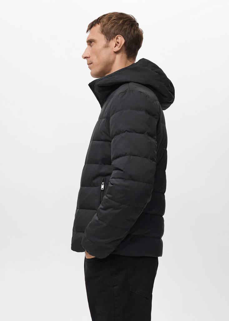 Quilted jacket with down and feather filling — Black