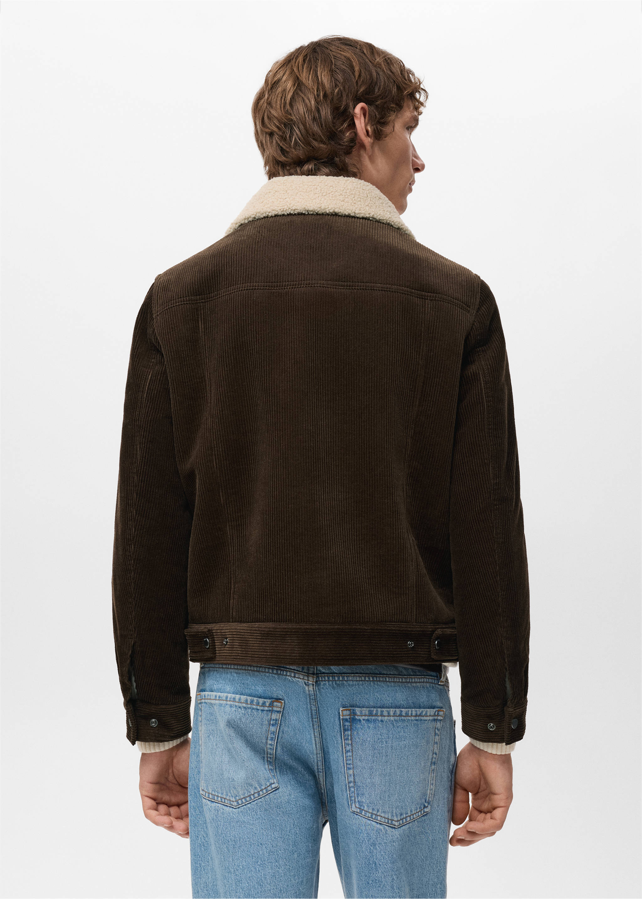 Вельветовая куртка на подкладке из искусственной овчины - Обратная сторона изделия, Шоколадный. Ref: 27031179-00.