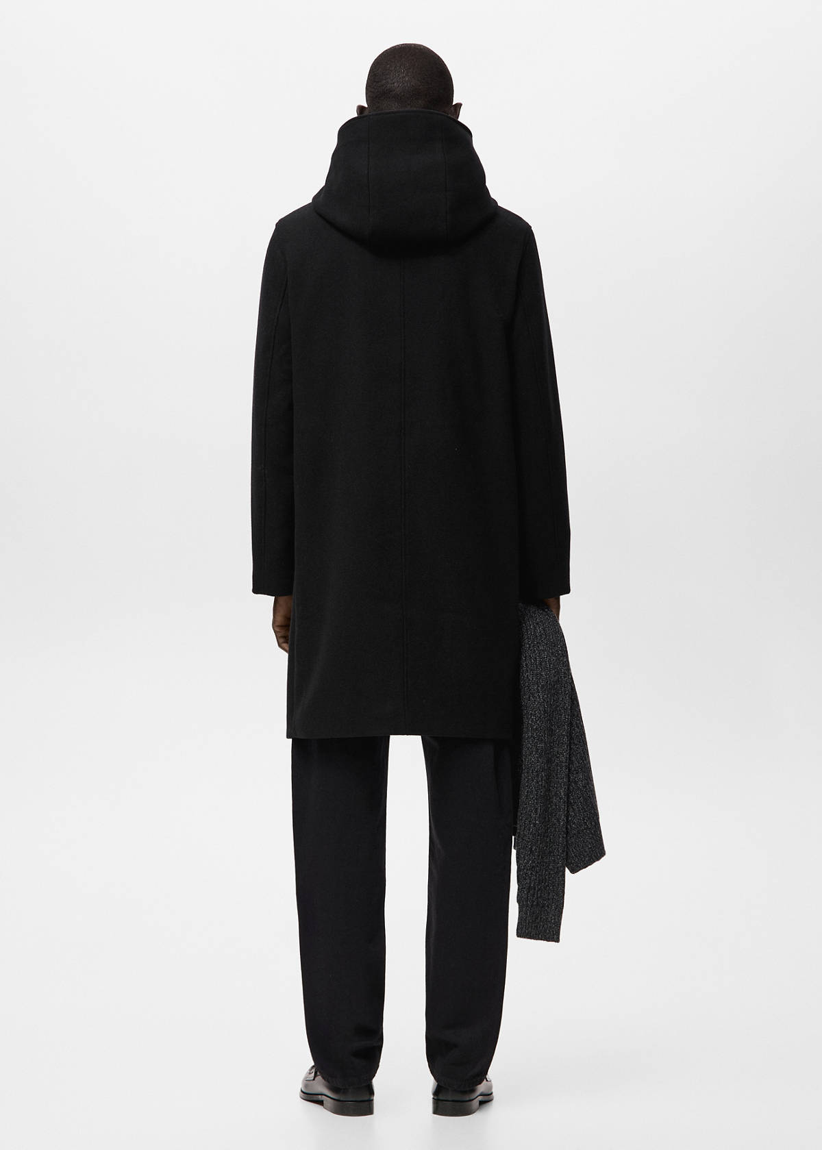 Wool blend hooded coat — Black