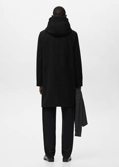 Wool blend hooded coat — Black 3