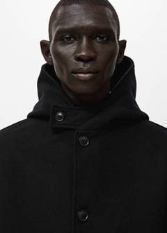 Wool blend hooded coat — Black 4
