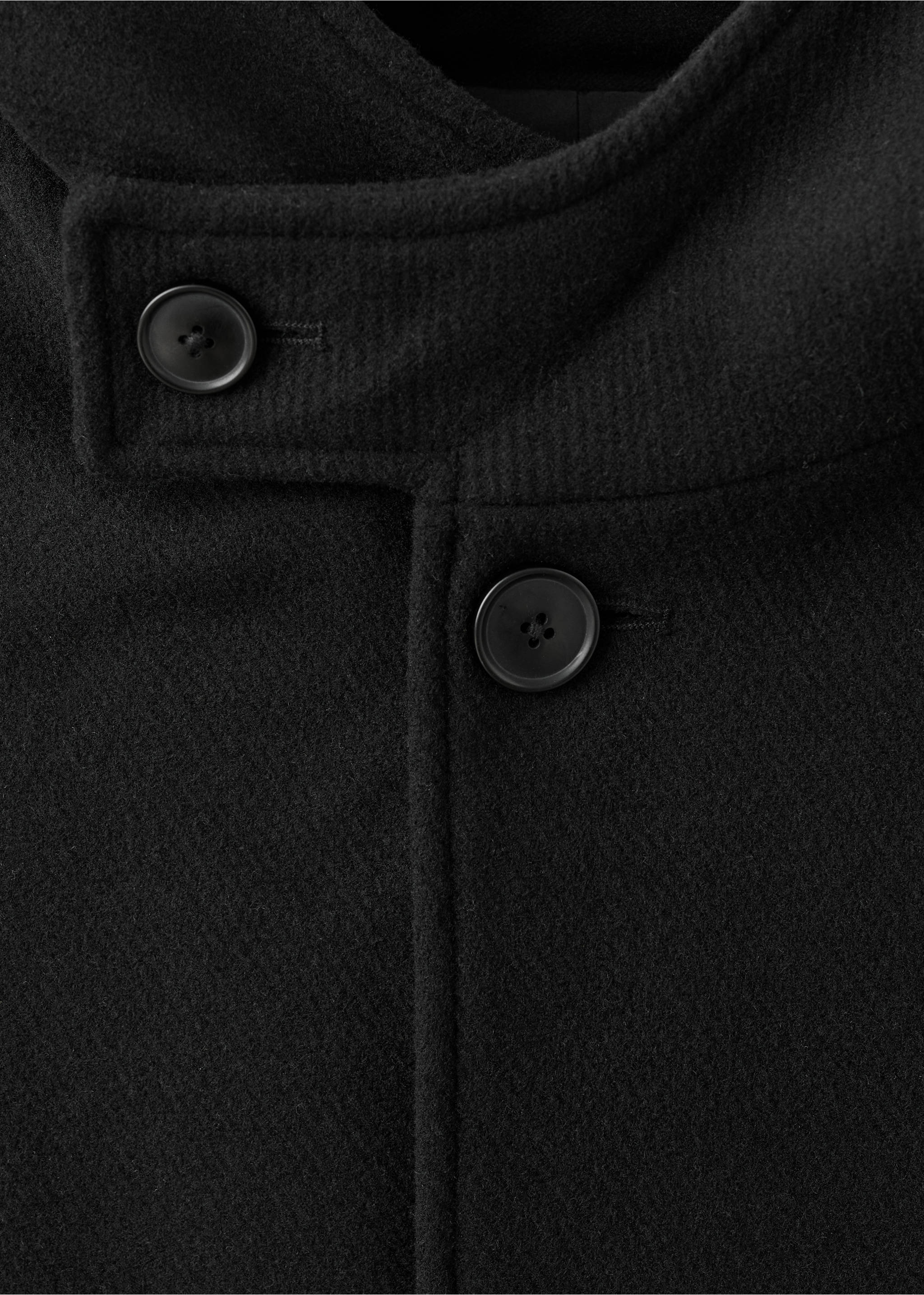 Wool blend hooded coat - Details of the article 8, Black. Ref: 27031180-00.