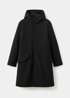 Wool blend hooded coat — Black 7