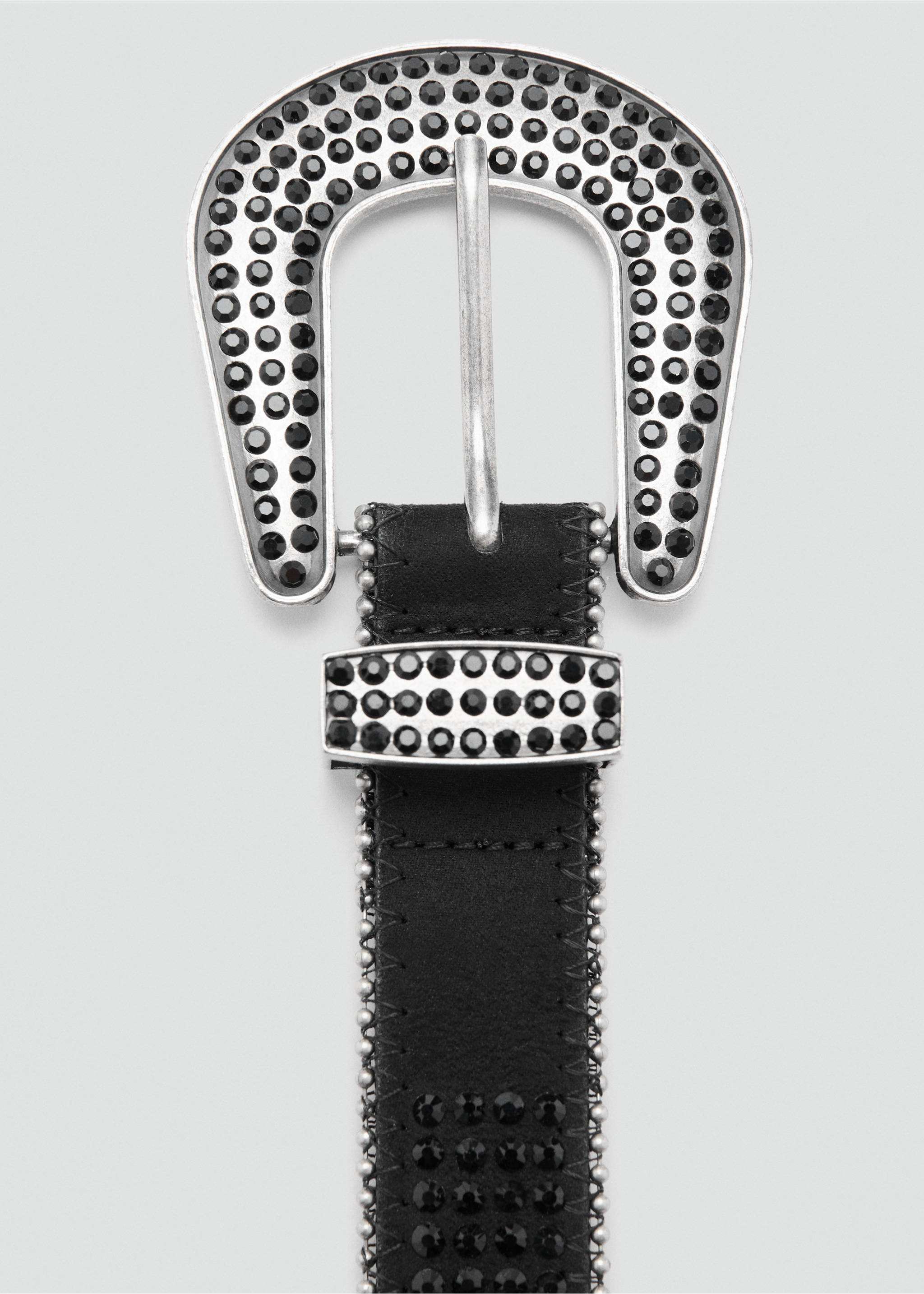 Rhinestone belt - Details of the article 1, Black. Ref: 27031183-00.