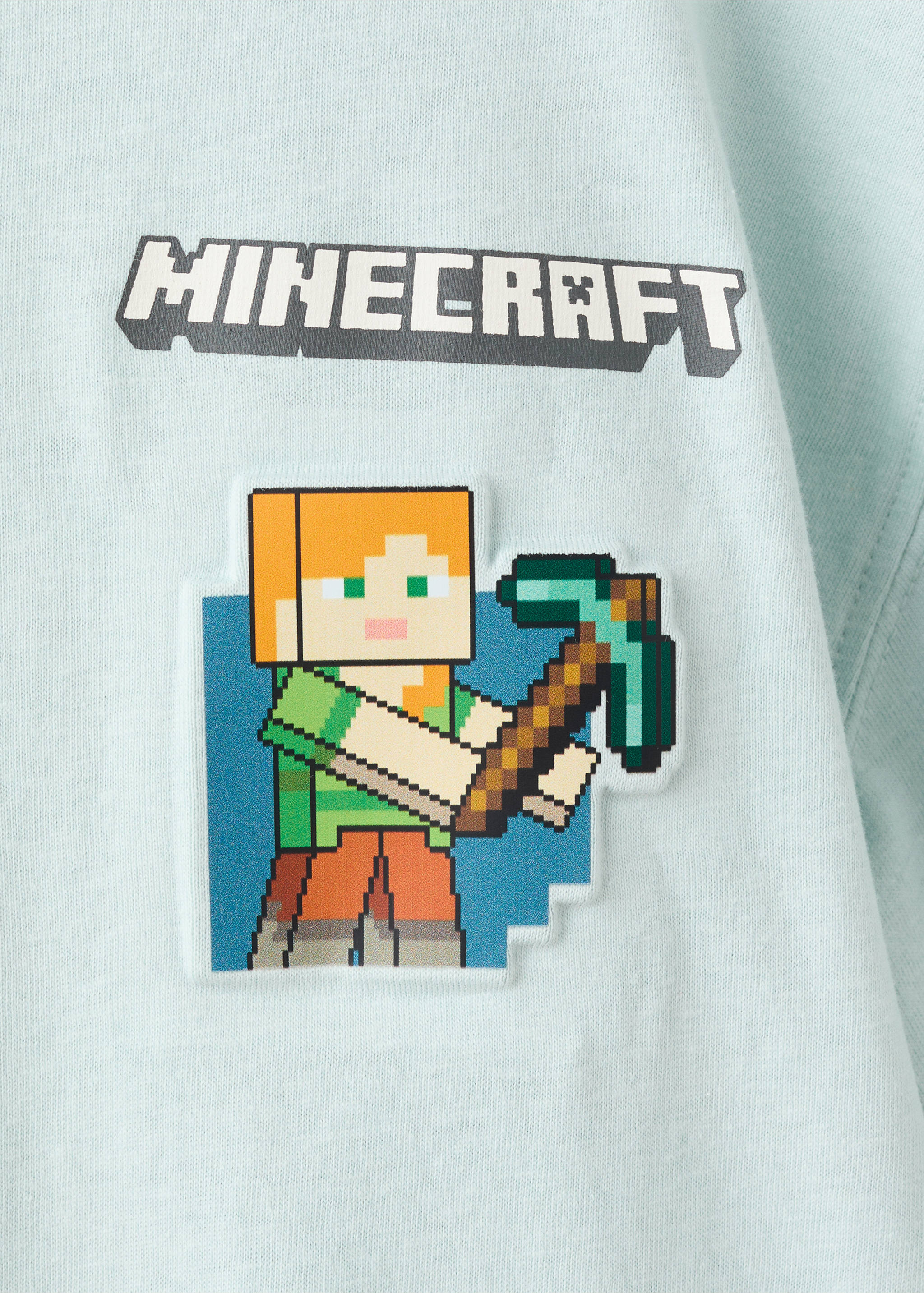 Minecraft cotton t-shirt - Details of the article 8, Aqua Green. Ref: 27031185-00.