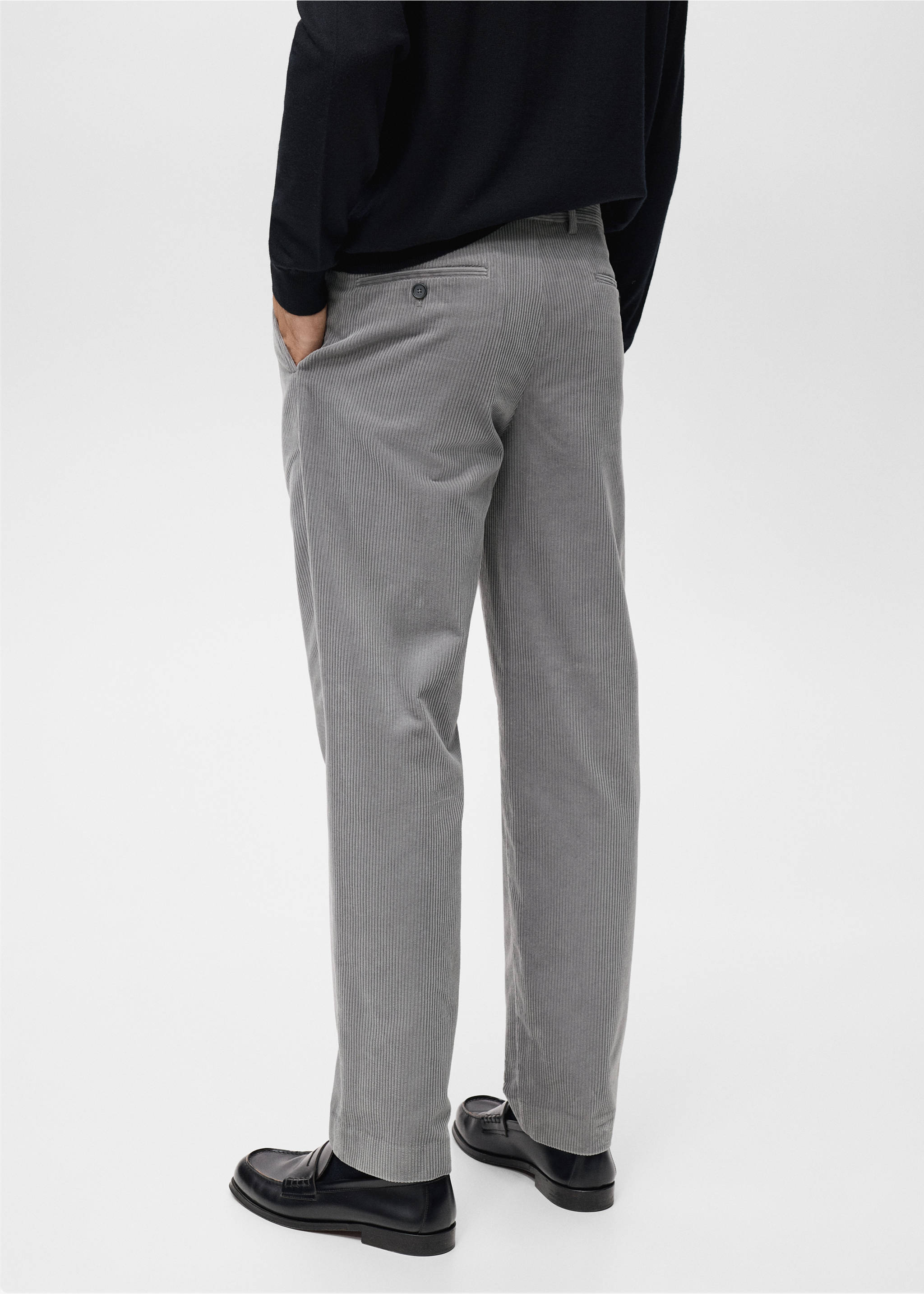 Corduroy regular-fit trousers - Reverse of the article, Light Heather Grey. Ref: 27031188-00.