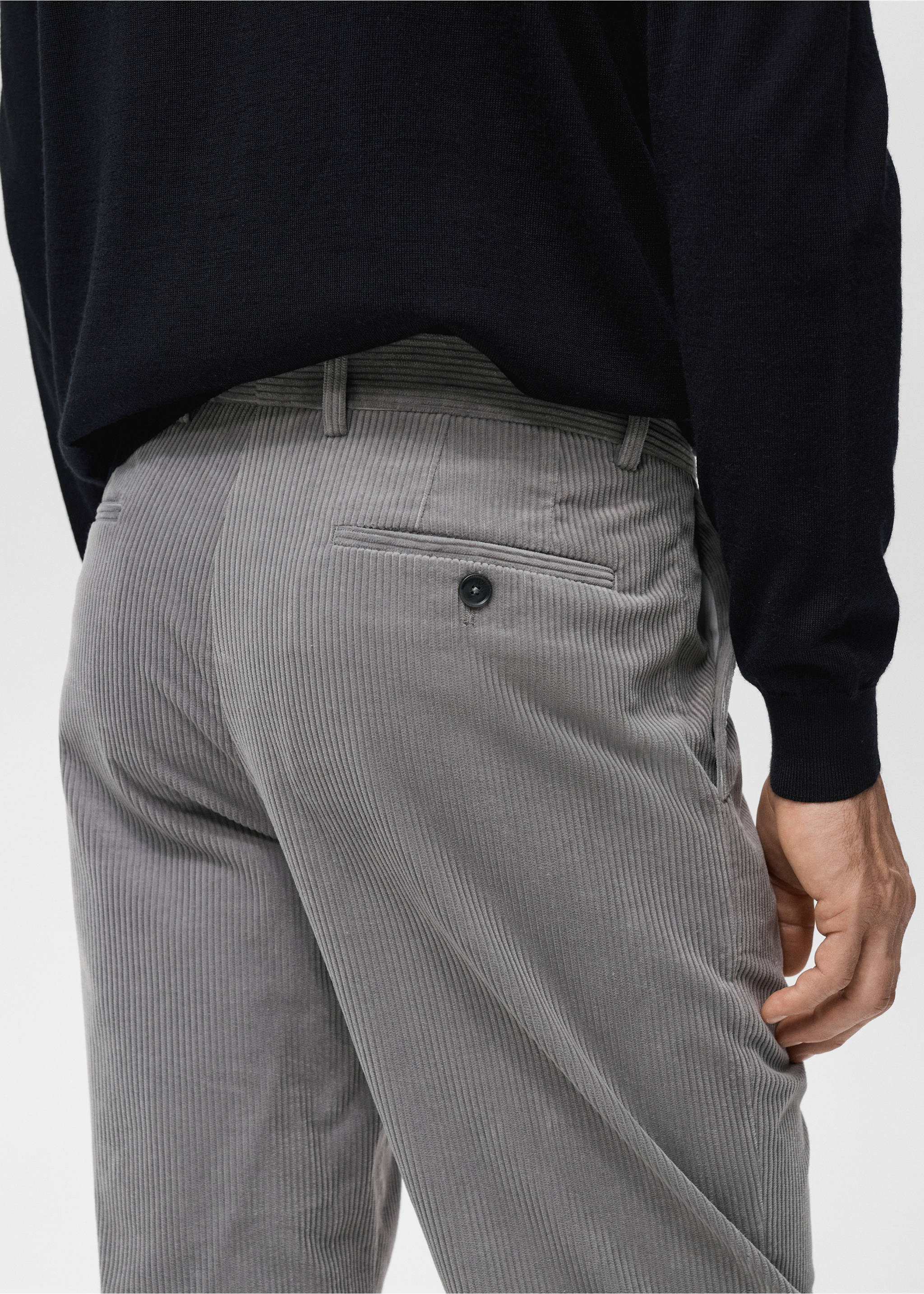 Corduroy regular-fit trousers - Details of the article 2, Light Heather Grey. Ref: 27031188-00.