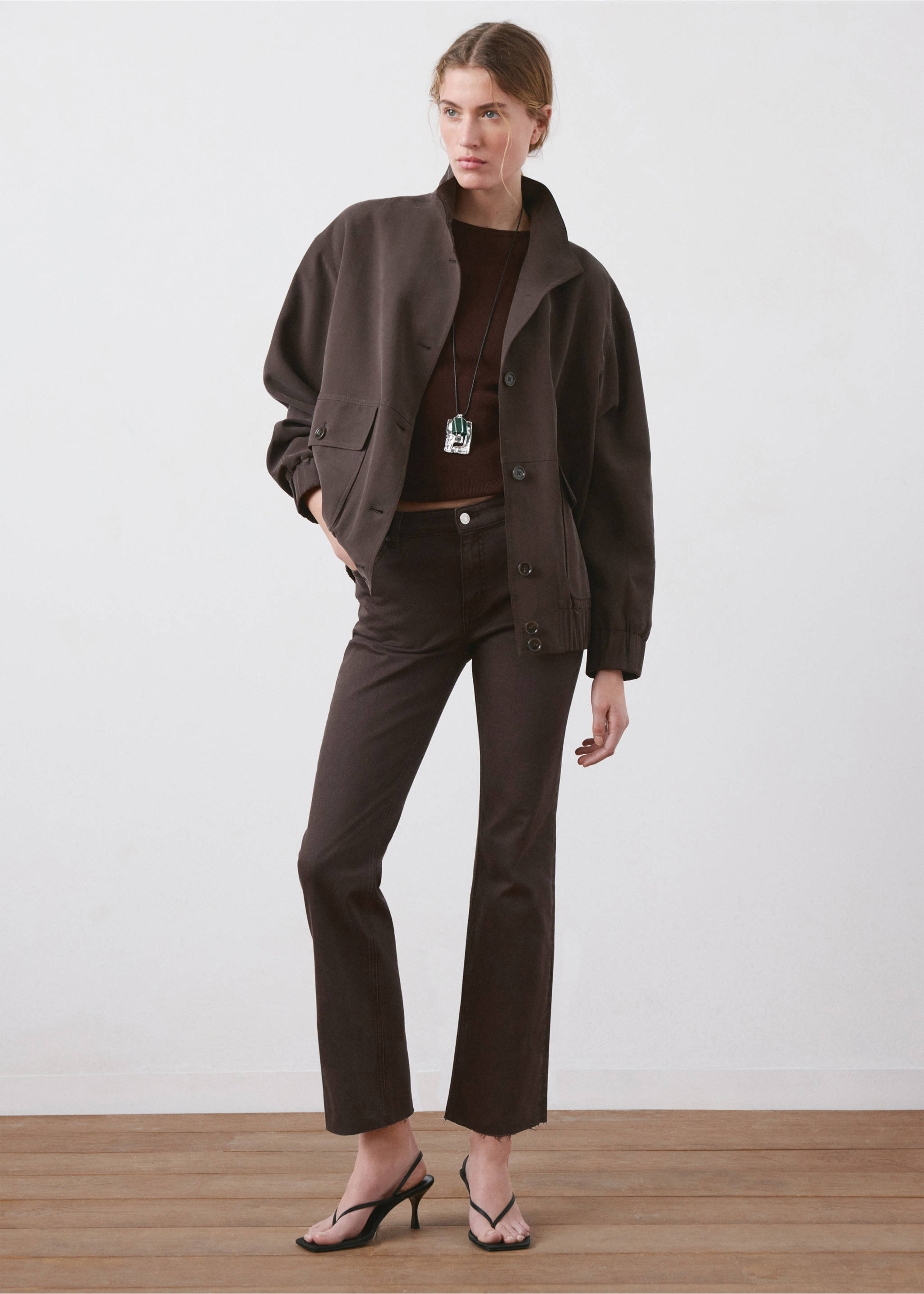 Sienna flared cropped jeans - General plane, Chocolate. Ref: 27031189-00.