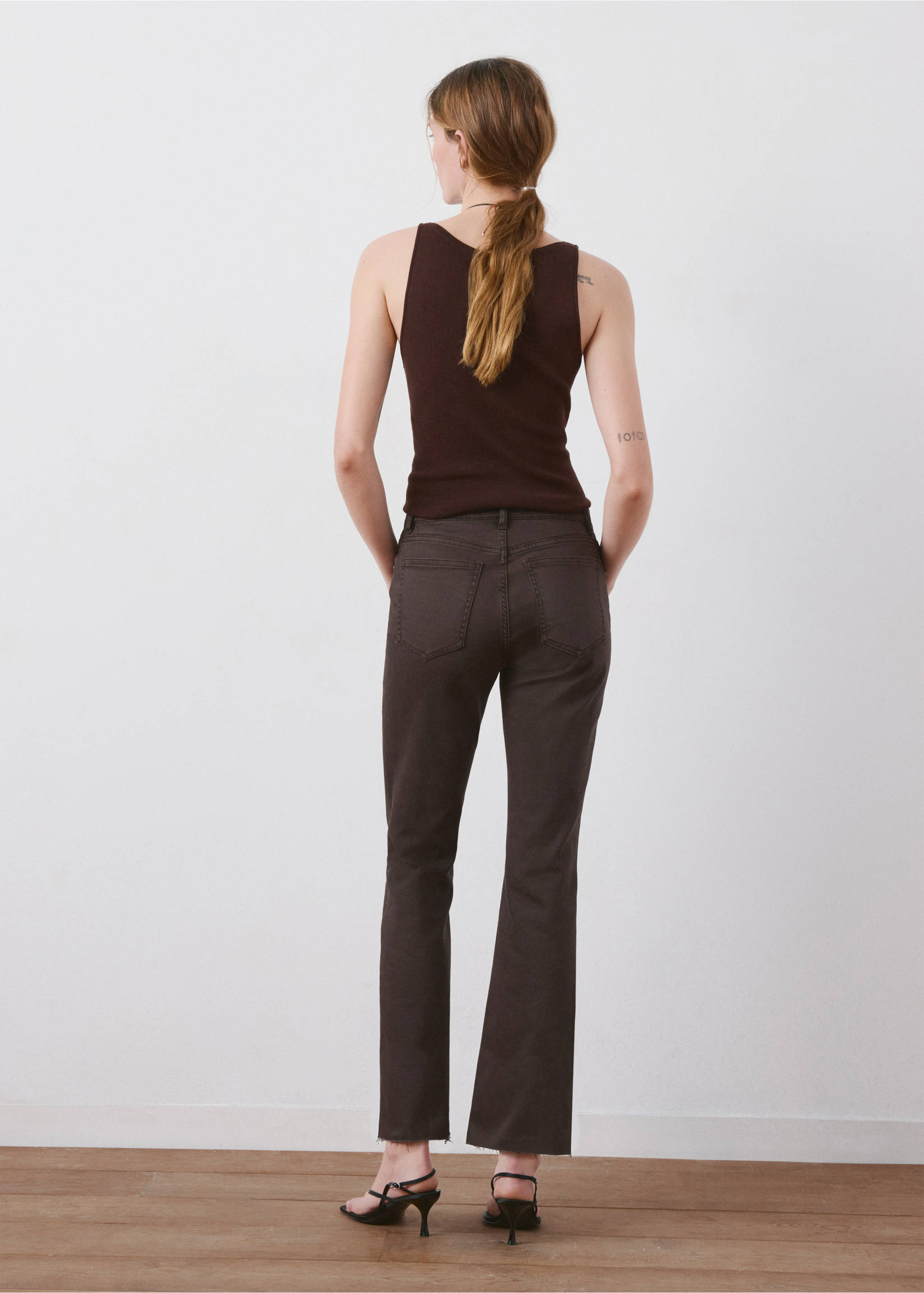Sienna flared cropped jeans - Reverse of the article, Chocolate. Ref: 27031189-00.
